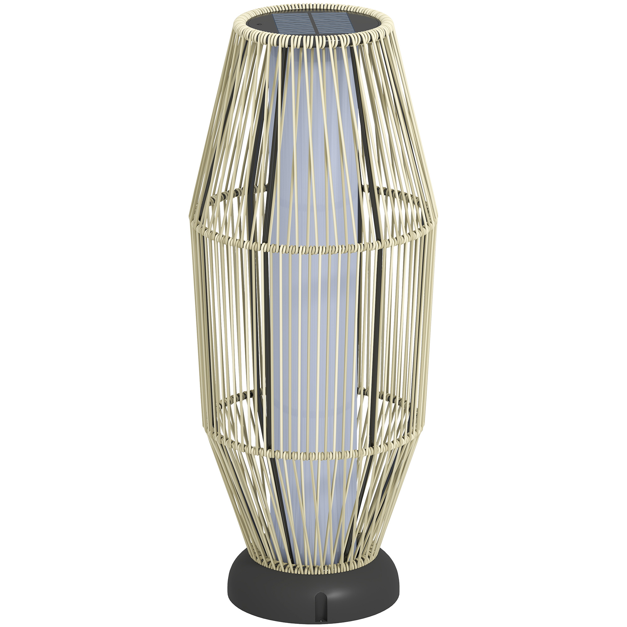 Outsunny Solar-Gartenlampe mit LED-Beleuchtung, aus PE, Rattan und Stahl, Ø26x72 cm, Grau