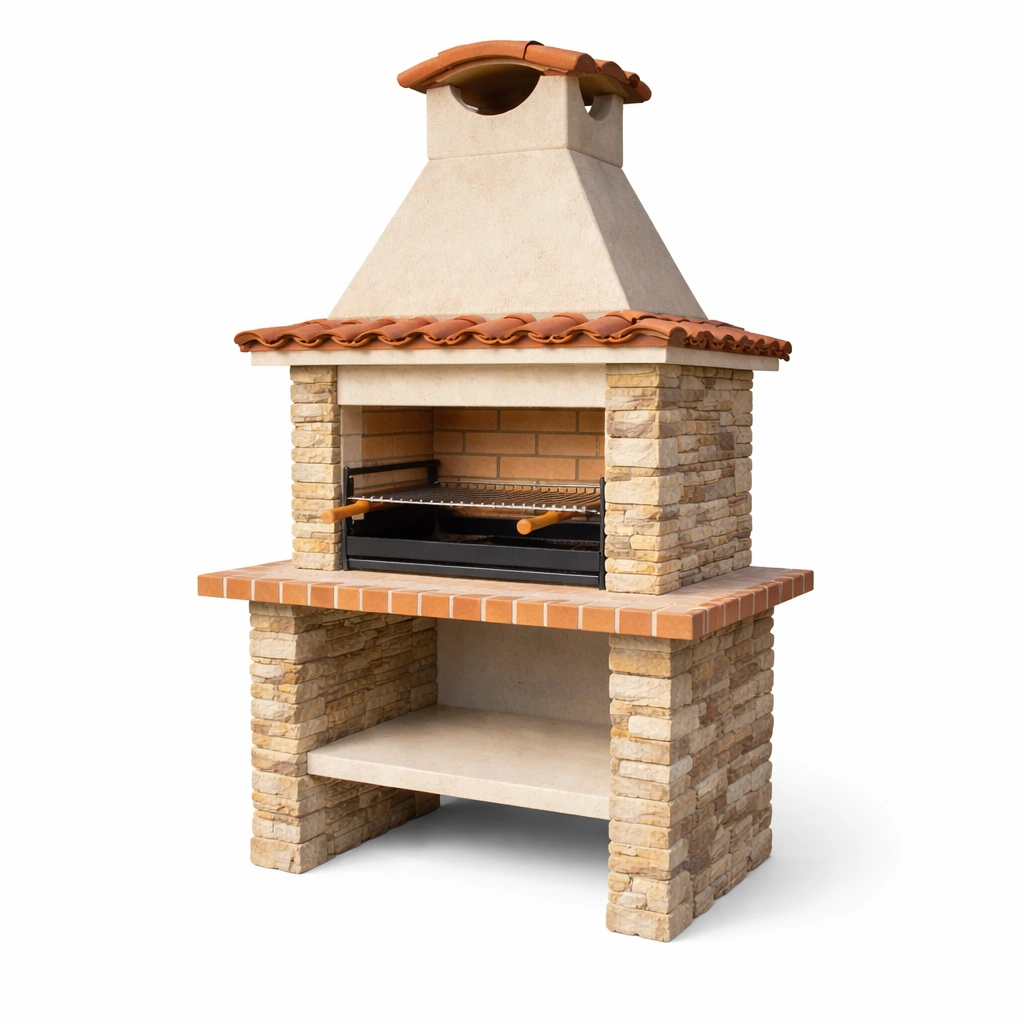 Grillkamin Naturstein mit Ziegeldach