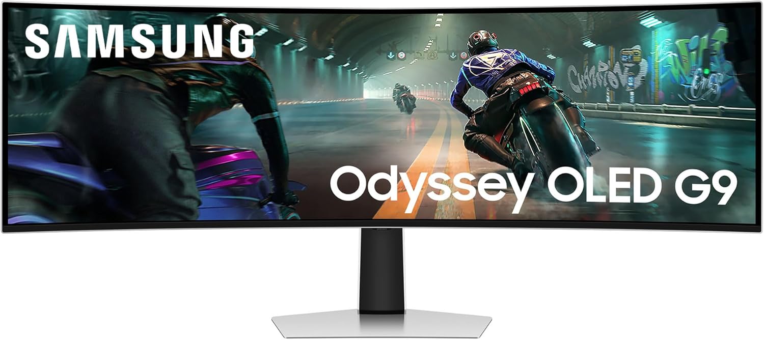 Monitor Gaming Odyssey OLED G9 (S49DG912), Curvo (1800R), 49'', 5120x1440 (DQHD), 32:9, HDR10+, QD-OLED, 144Hz, 0,03ms (GtG), Compatibiltà G-Sync, HDMI 2.1, Micro HDMI, DP, Ingresso Audio