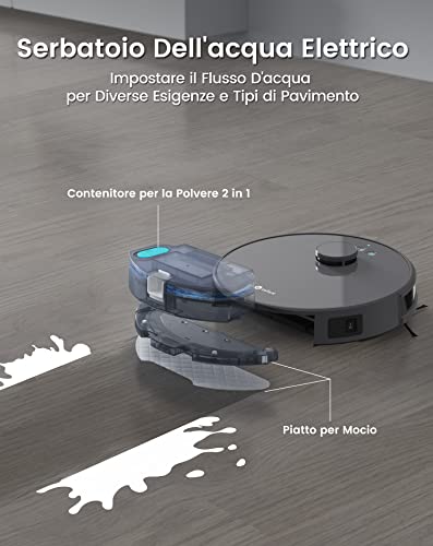 LEFANT M1 Robot Aspirapolvere Lavapavimenti con Mappatura,Navigazione LDS,4000 Pa Potente Aspirazione,150 min,Zona Vietata,Aspirapolvere Robot Sottile da Diam 32 cm Controllo App/Alexa,Grigio : Casa e cucina
