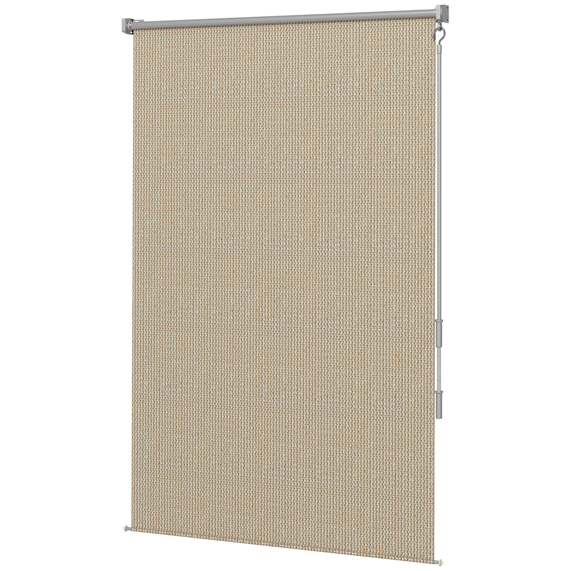 Outsunny Außenrollo, 120 x 185cm, mit Handkurbel, Wand-/Deckenmontage, Aluminiumrahmen, Beige