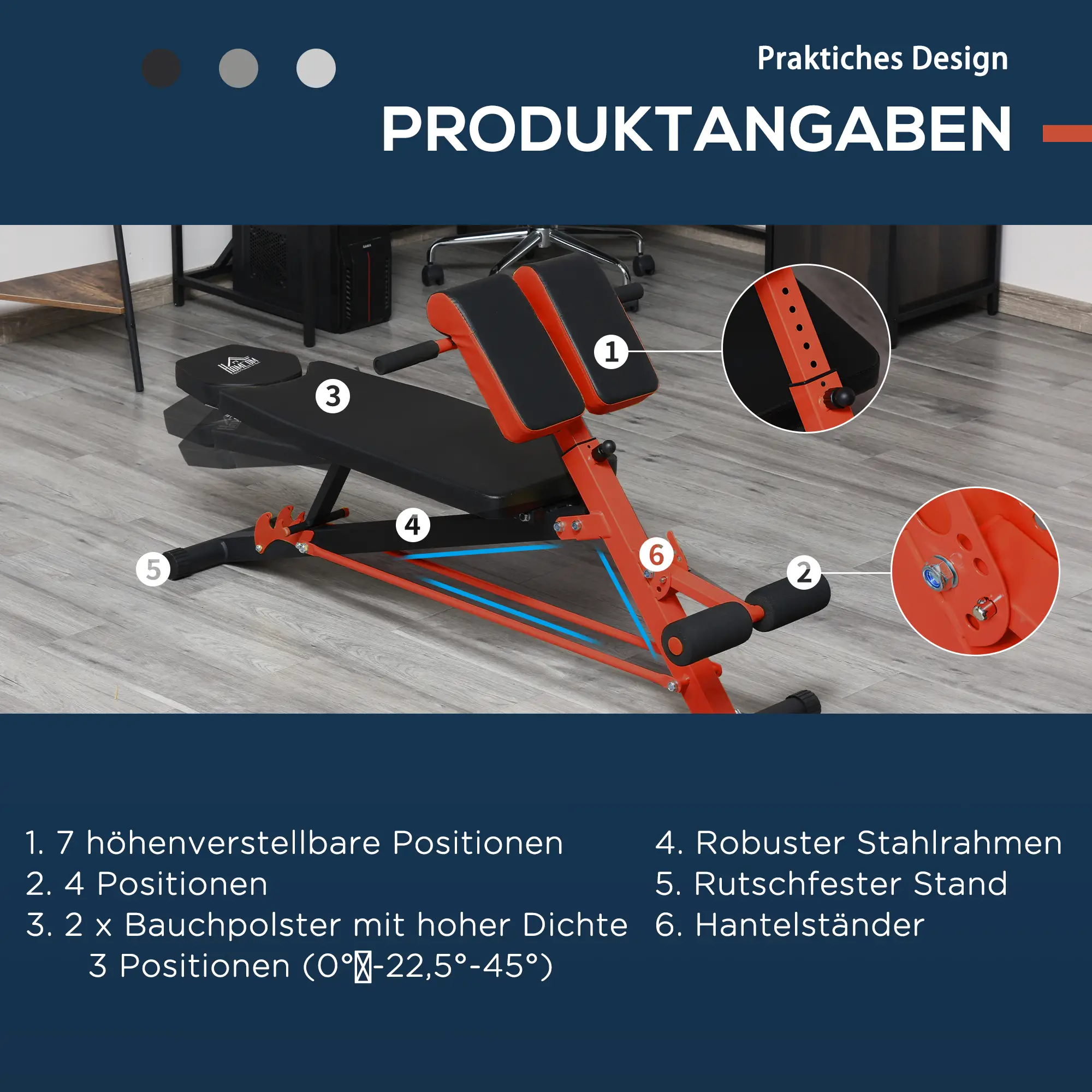 HOMCOM Halterbank verstelbaar multifunctioneel voor full-body training
