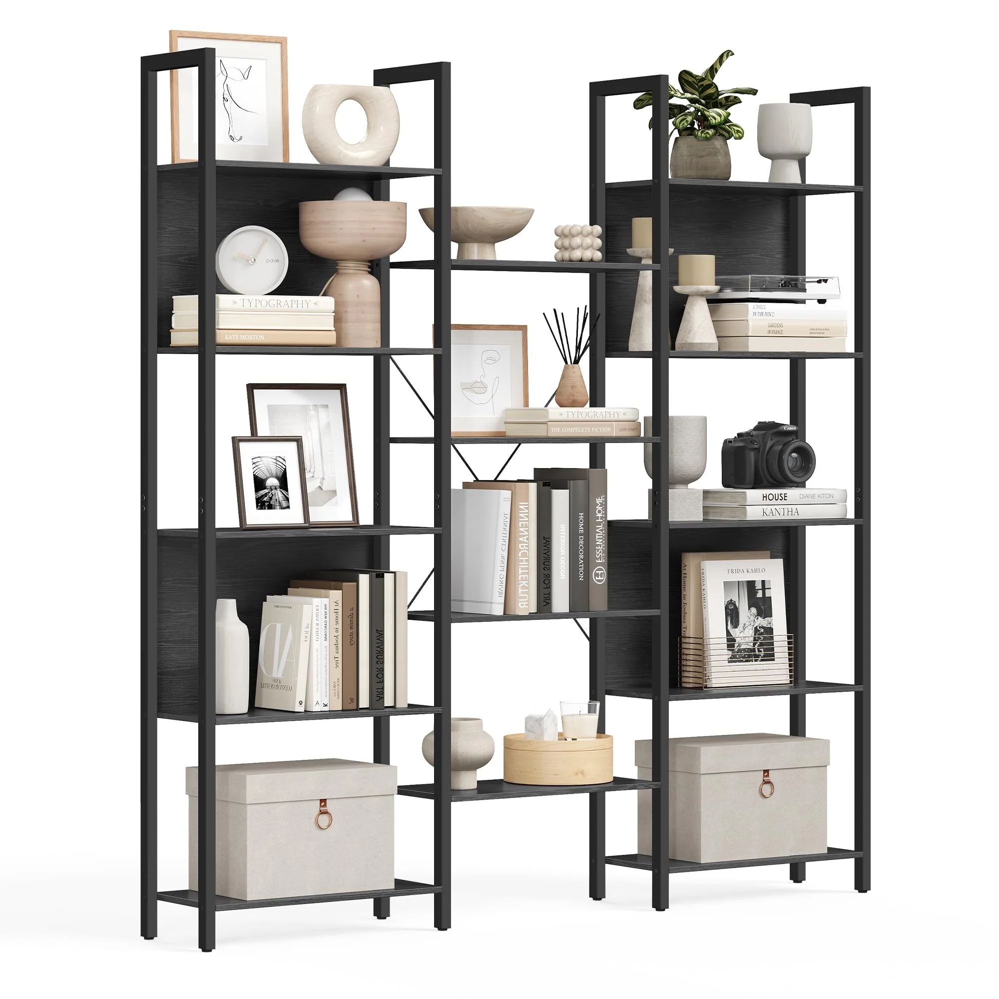VASAGLE Bücherregal mit Metallrahmen, Standregal im Industrial-Stil