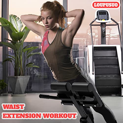 Loupusuo Roman Chair Back Extension & Ab Bench, Adjustable Height, 300 lbs Capacity, Space-Saving Design