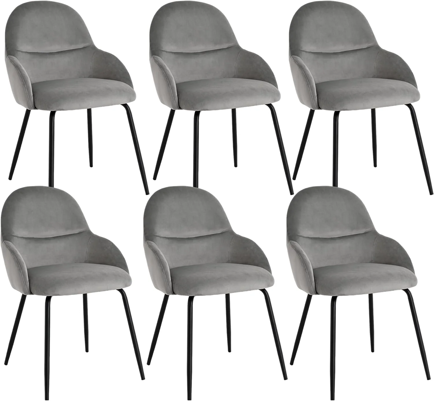 Esszimmerstühle 6er Set mit Armlehne, Moderne Küchenstühle mit Samtbezug & Metallbeinen, Gepolsterte Stühle für Wohnzimmer, Ergonomische Polsterstühle