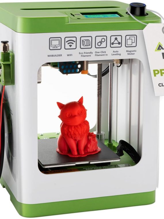 Mini stampante 3D completamente assemblata per bambini e principianti: kit di avvio completo con macchina per stampa 3D autolivellante, filamento PLA da 10 m e scheda SD.