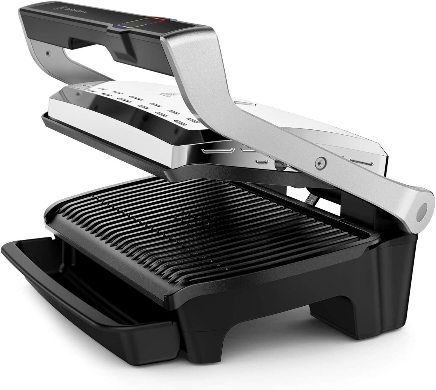 Tefal OptiGrill Elite XL Kontaktgrill, 16 Programme, Digitales Display mit Garstufenanzeige, abnehmbare XL-Platten, Grillboost-Funktion, intuitive Bedienung, Elektrogrill, Edelstahl, GC760D12