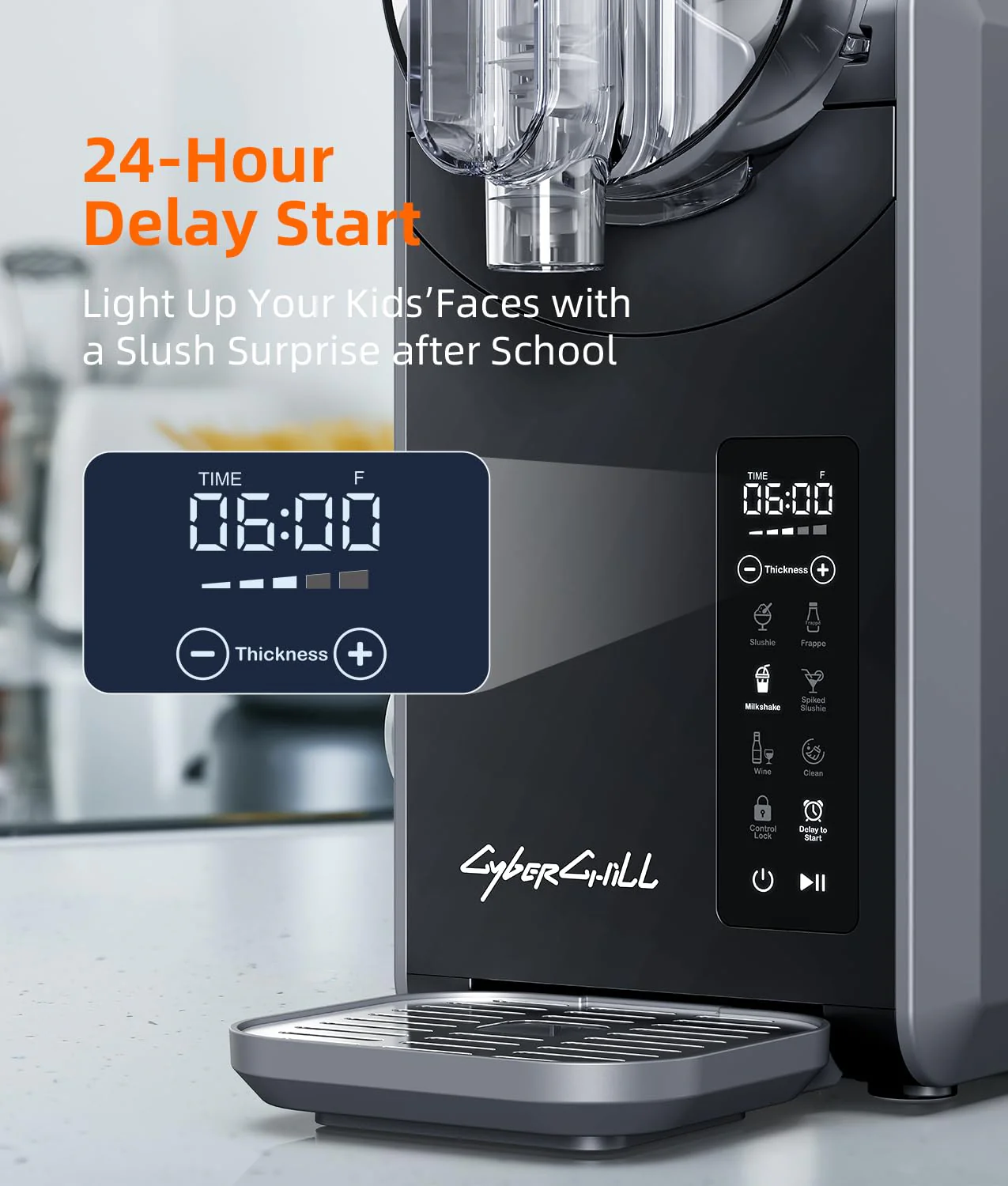 Slushie Machine - Professionele maker van bevroren dranken, geen ijs nodig - Slushiemachine van 70 oz voor thuis met LED-display - Reservering met één druk op de knop en 6 vooraf ingestelde programma's voor bevroren margarita's, frappés en ijs
