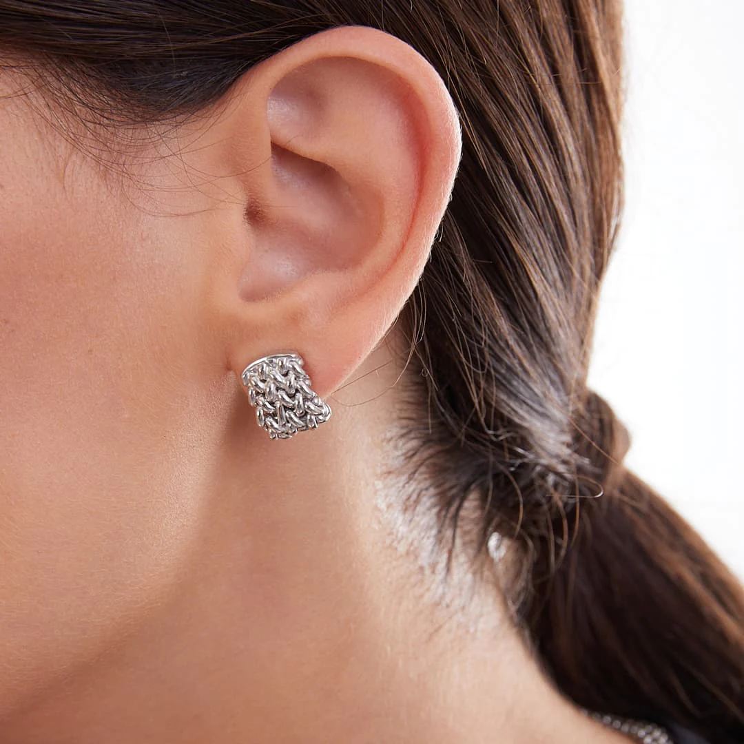 Orecchini Unoaerre 5898 argento rodiato bianco chicco di riso