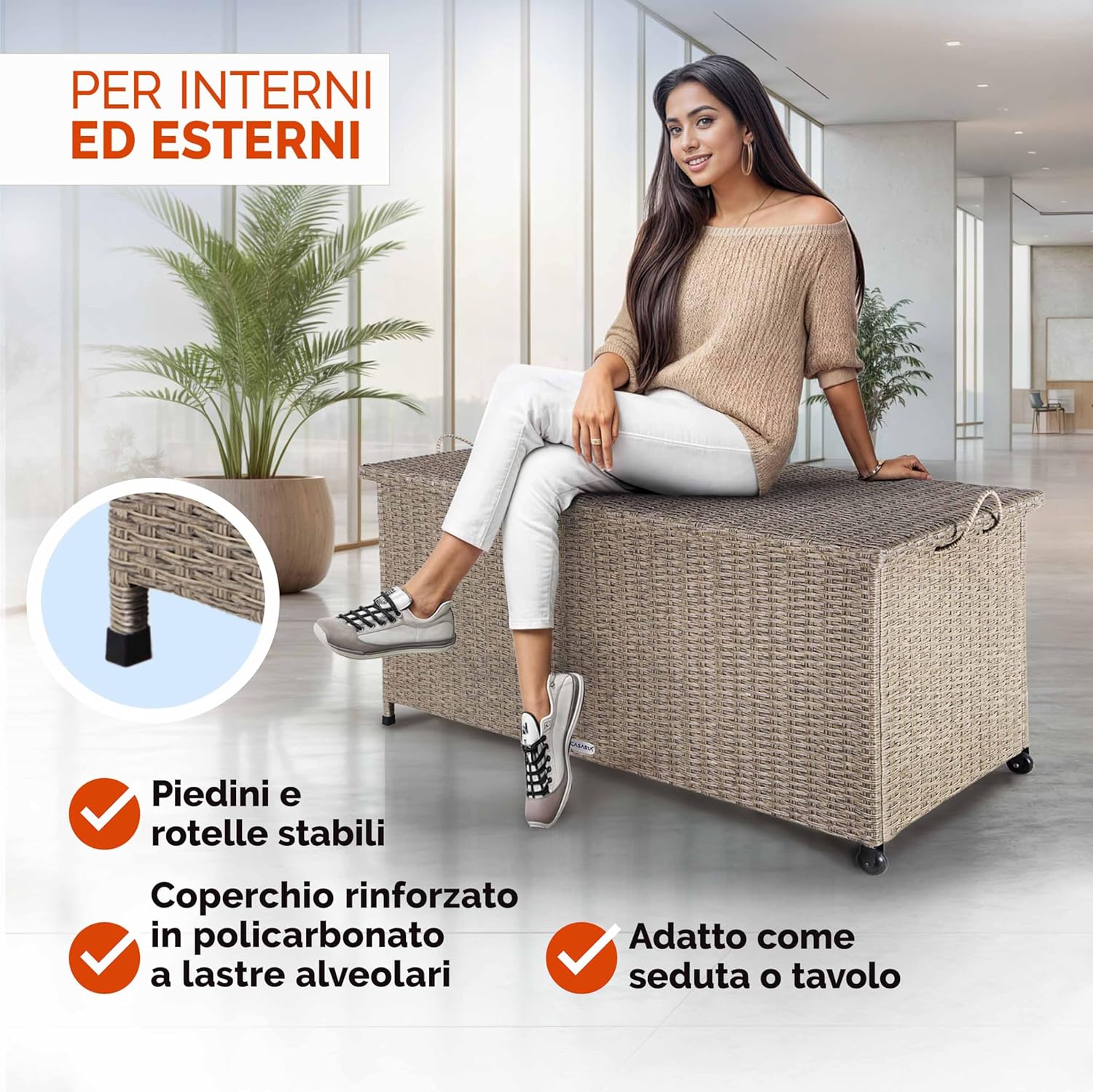 Casaria® Baule Giardino XXL 117x53x60cm Ruote 270L Salvaspazio Impermeabile Resistente Cassettone Contenitore Esterno