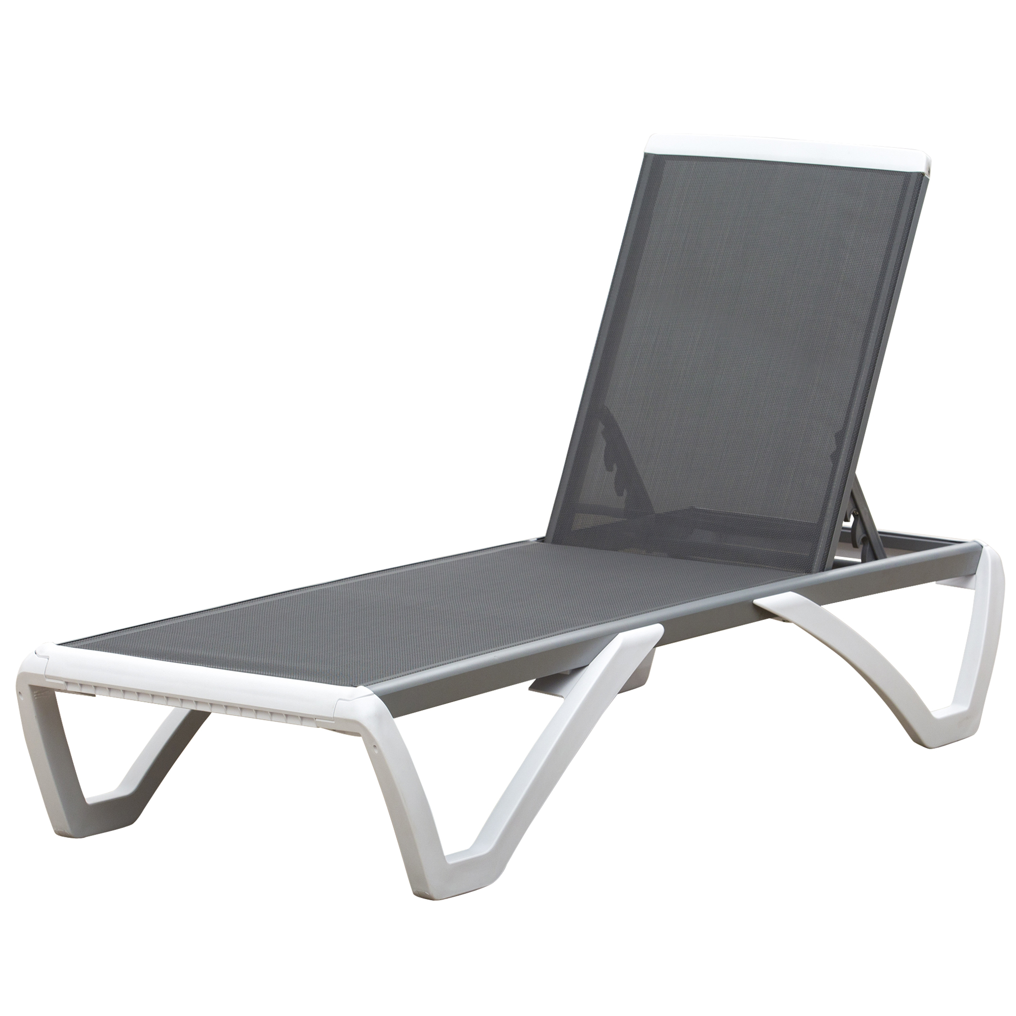 Outsunny Sonnenliege, Gartenliege, verstellbare Rückenlehne, Aluminium, Grau