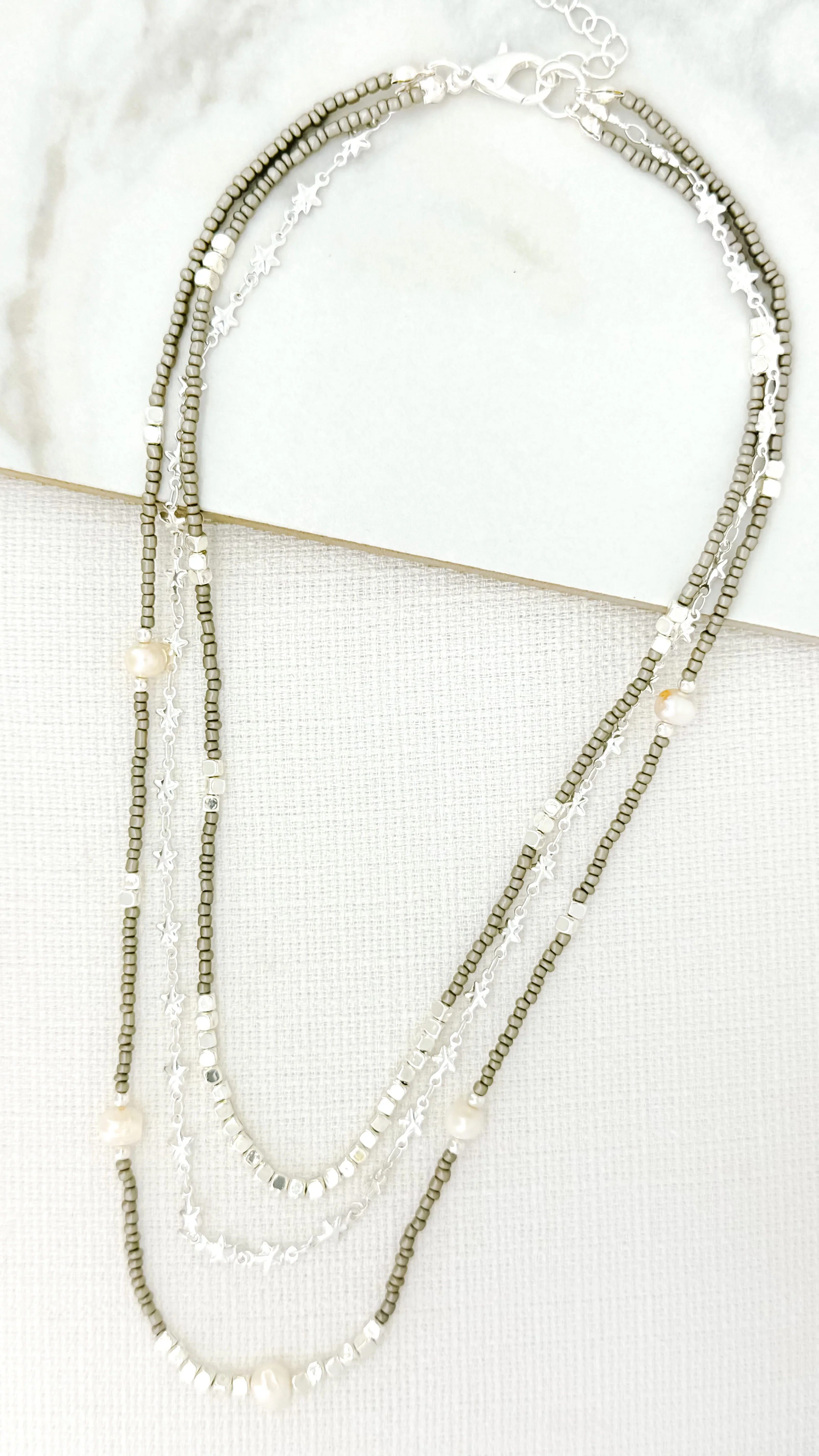 Envy Triple Layer Bead Necklace