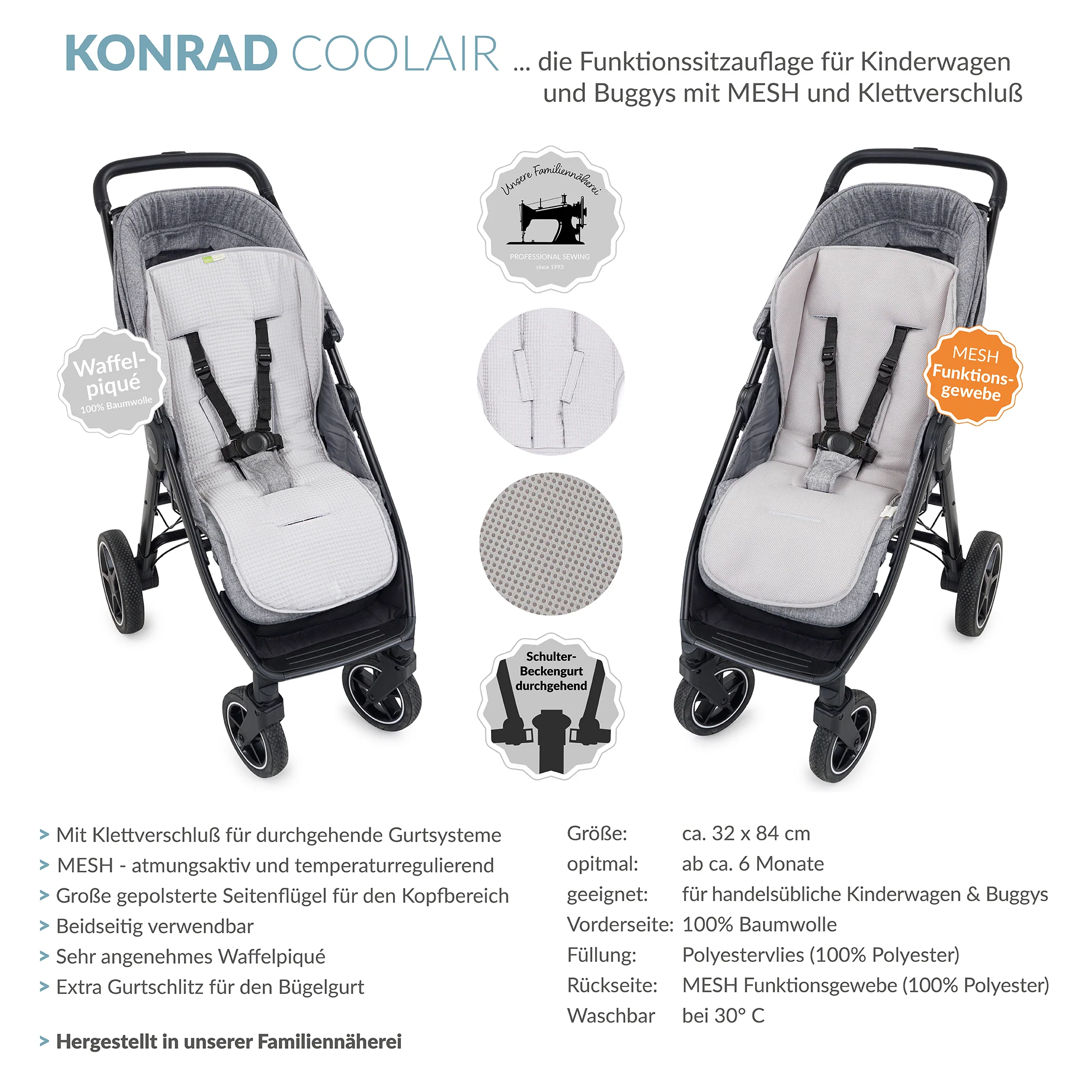 KONRAD die gro?e Buggysitzauflage mit Klett
