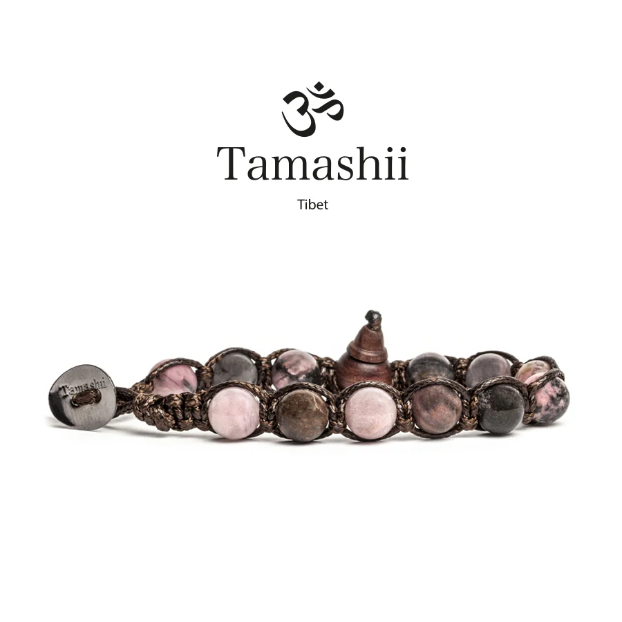 Bracciale Tamashii a un giro in tormalina rosa da 8mm BHS900-181