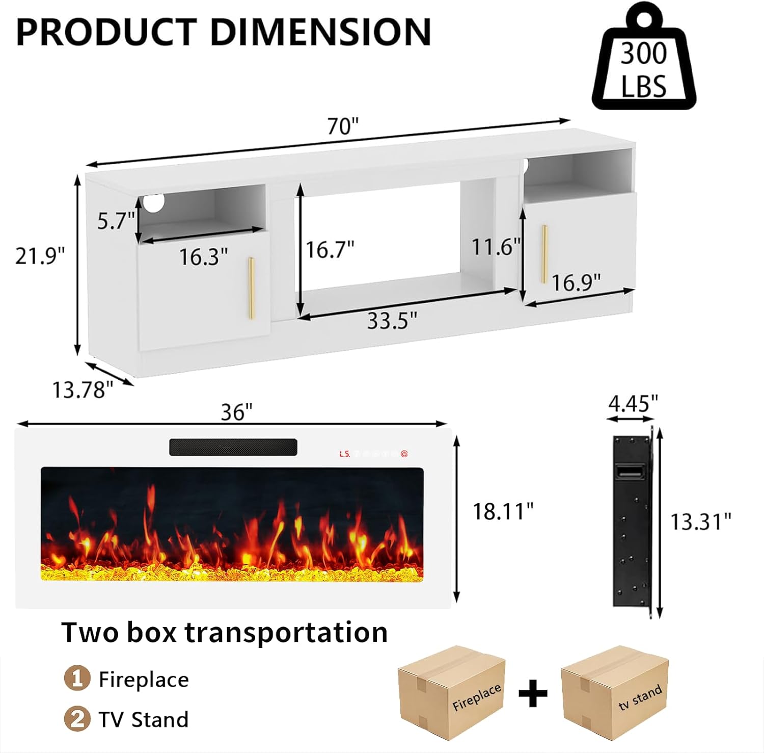 Fireplace TV Stand with 36