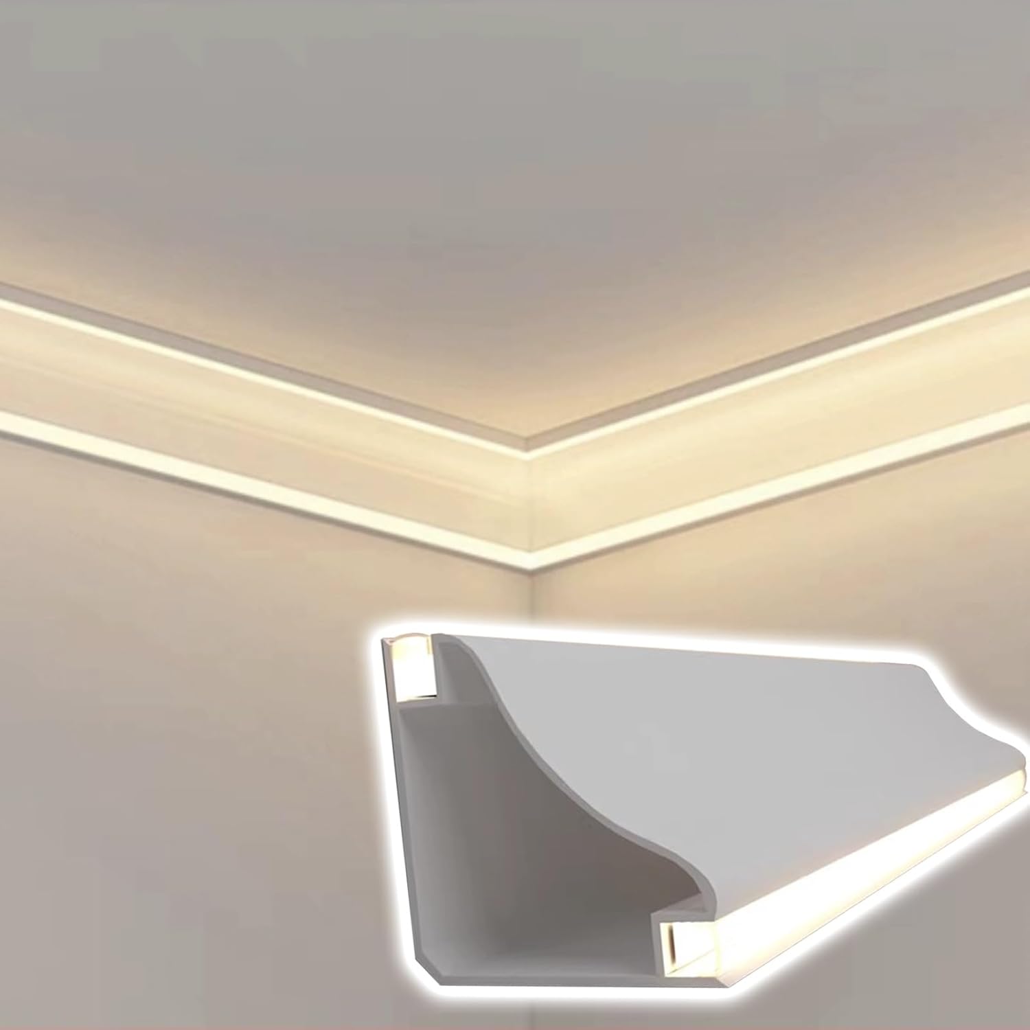 Aluminium-LED-Kanal mit Eckzubehör, aufgesetzte LED-Voutenbeleuchtung, wasserdichte indirekte Beleuchtung Sockelleisten für Badezimmer/Küche/Restaurants(5m/16.4ft)