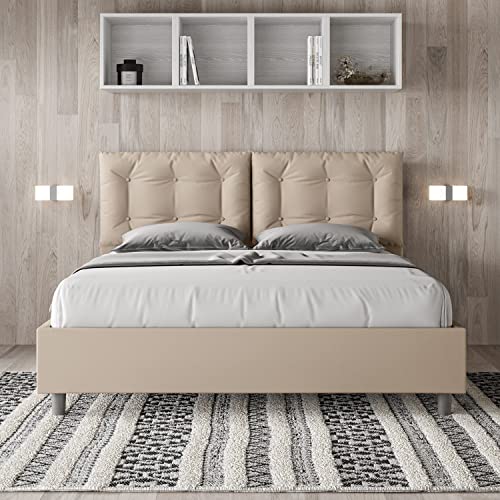 ITYHOME Letto Annalisa 160x200 con rete tortora : Casa e cucina