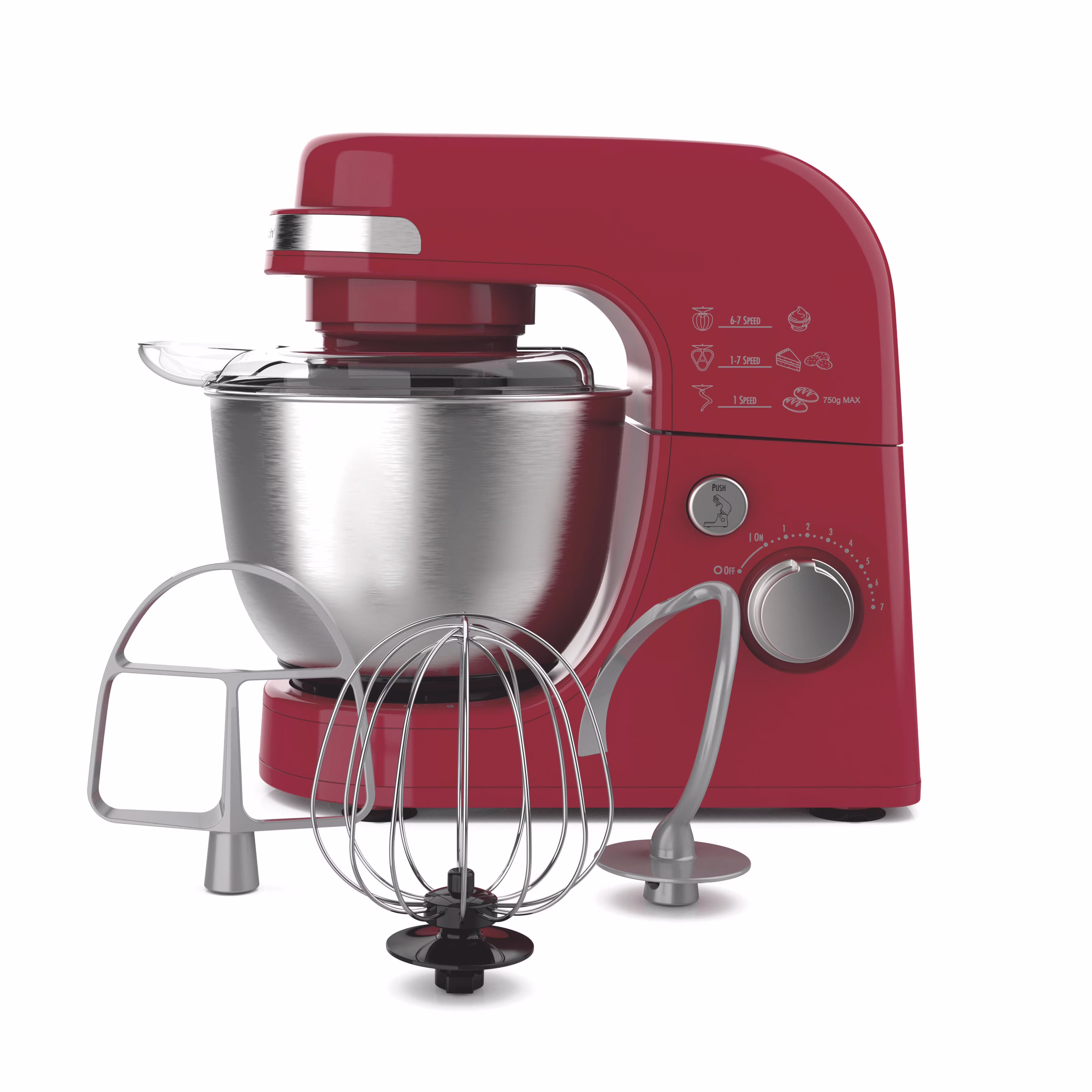 Hamilton Beach 4 Quart Stand Mixer for Kitchen, 7 Speeds, Tilt-Head, Dough Hook, Whisk & Flat Beater, White