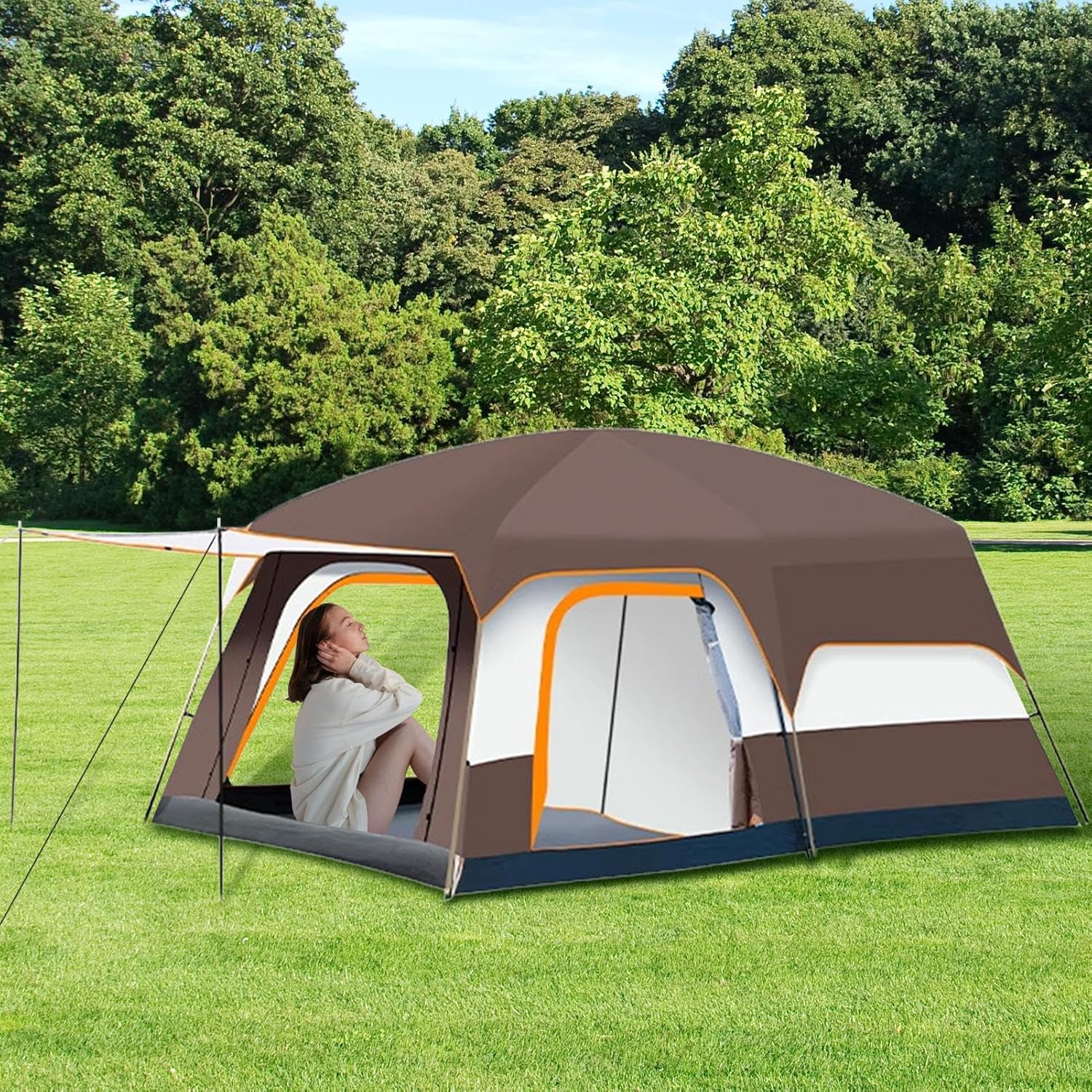 Familienzelt – großes Familien-Mehrraum-Zelt, leichte wasserdichte Outdoor-Zelte, windabweisende Reise-Campingausrüstung, tragbare Zelte für Strand, Picknick, Wanderweg, Erkundung, Abenteuer, Camping