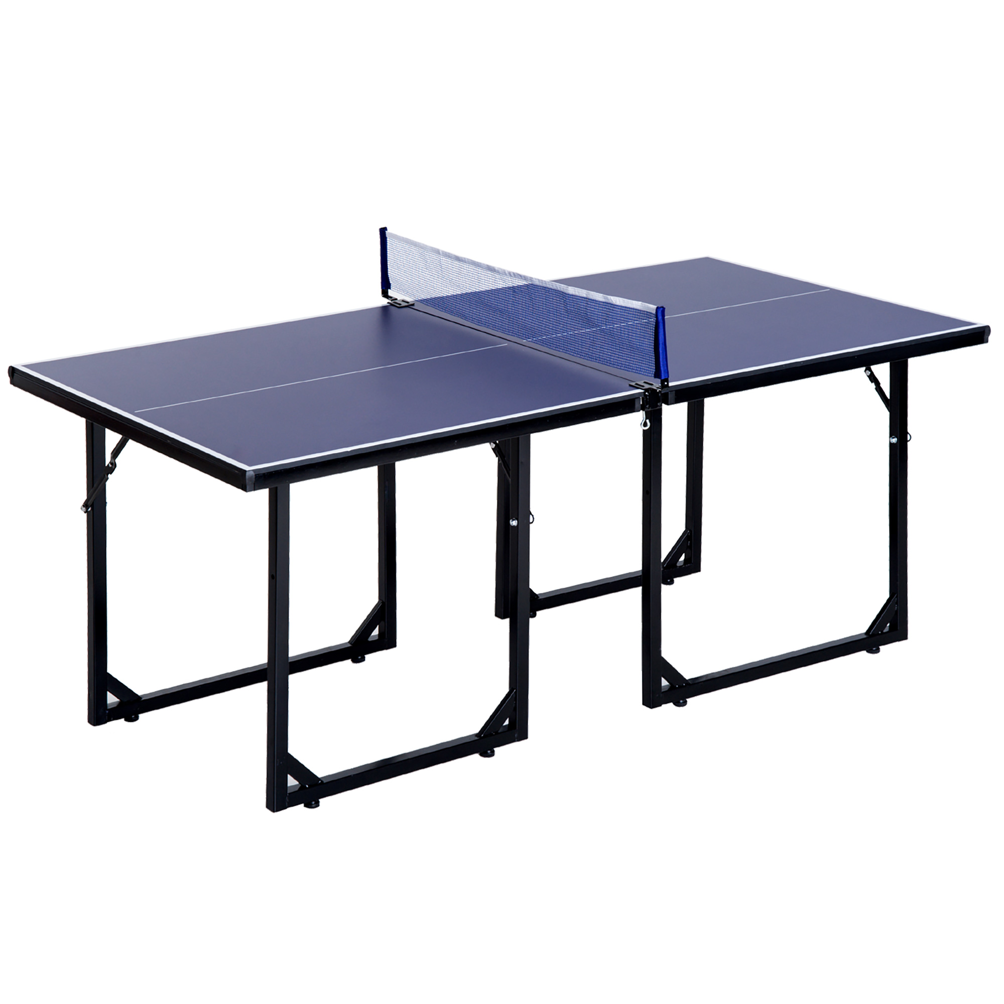 HOMCOM Tischtennistisch, Ping-Pong-Tisch mit Netz, verwandelbar in 2 Tische, klappbare Beine, 182 x 91 x 76 cm blau