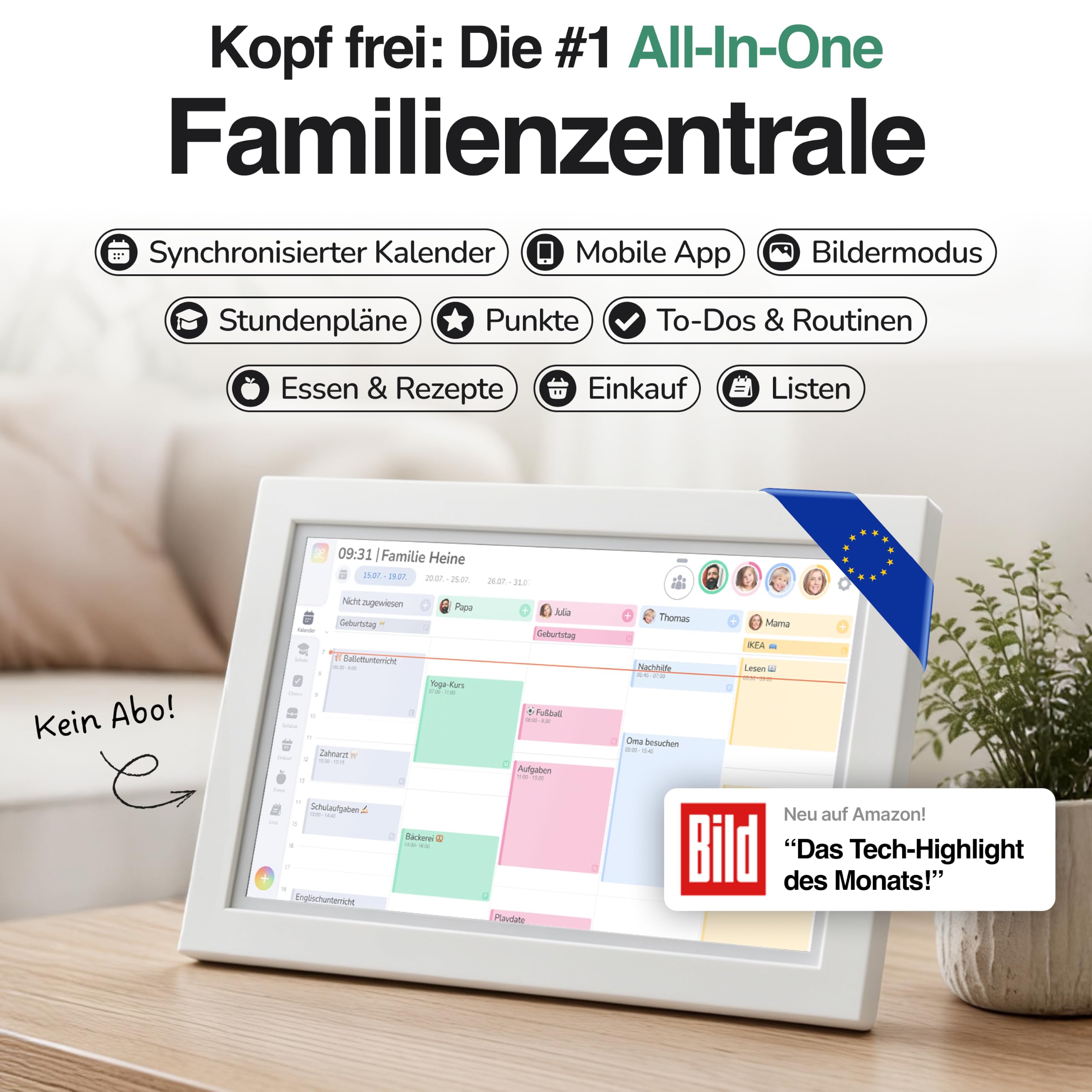 dæly Digitaler Kalender 15.6 Zoll Familienplaner Wandkalender Wandplaner 40 x 25 cm Server in Deutschland
