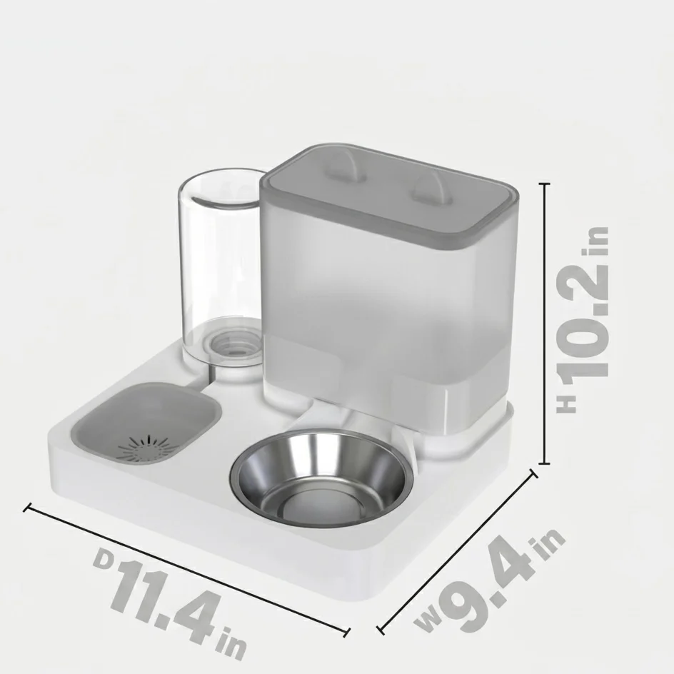 2-in-1 Gravity Pet Feeder & Water Dispenser �C No Electricity, Food-Grade PP Plastic