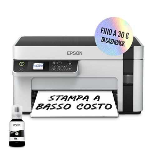 Epson EcoTank ET M2120 Stampante multifunzione monocromatica 3 in 1 (Stampa, Copia, Scansione), Flaconi Inchiostro Inclusi Rendimento Nero fino a 5000 Pagine, Schermo LCD, Wi Fi : Amazon.it: Informatica