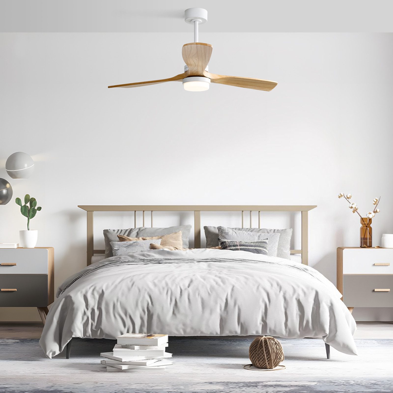 Deckenventilator mit LED-Licht, 6 Geschwindigkeitsstufen, Fernbedienung, 132cm
