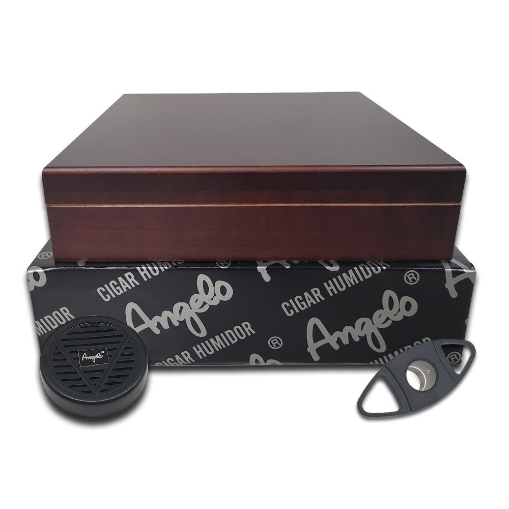 Humidor Humidor Set, Kirschholz Dekor, für 15 Zigarren, Zigarrenschneider