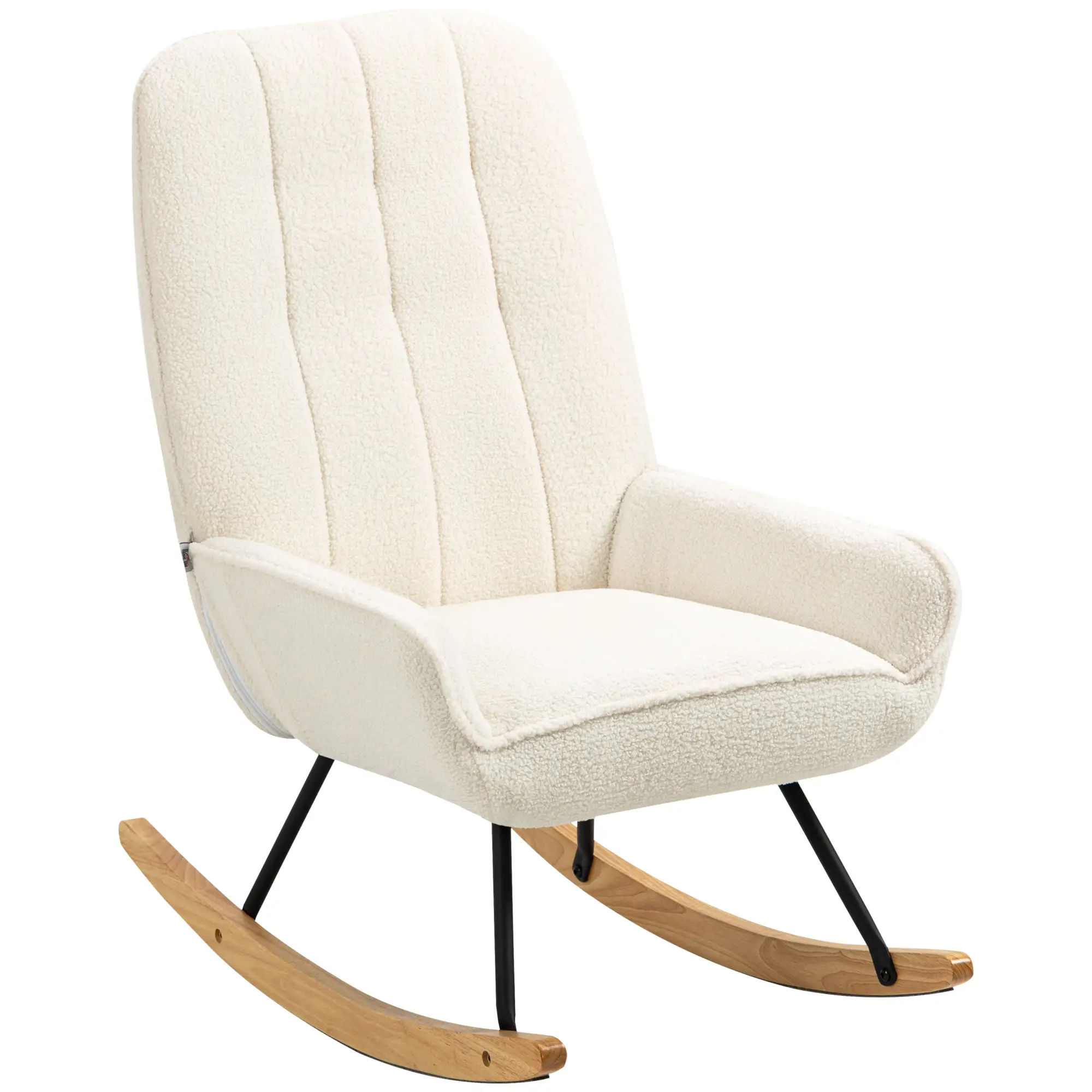 HOMCOM Schaukelstuhl Wohnzimmer Entspannung Komfort Sherpa Fleece Cremeweiß