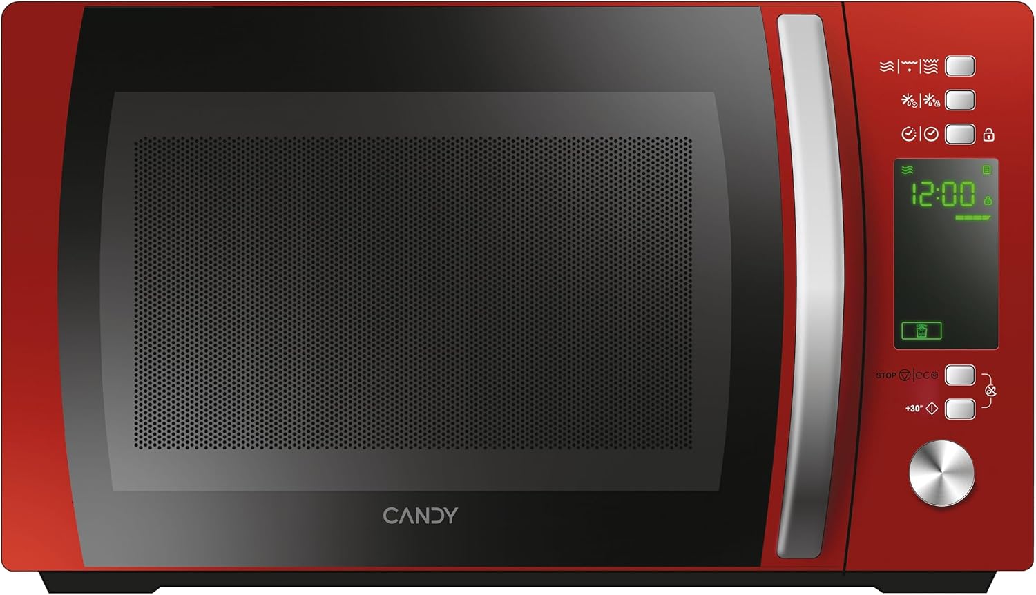 Candy CMXG20DR Microonde con Grill e App Cook-in, 20 Litri, 700 Watt, Funzione Scongelamento, Frequenza 50 Hz, Libera Installazione, 5 Livelli di Potenza, 44x35,75x25,9 cm, Rosso