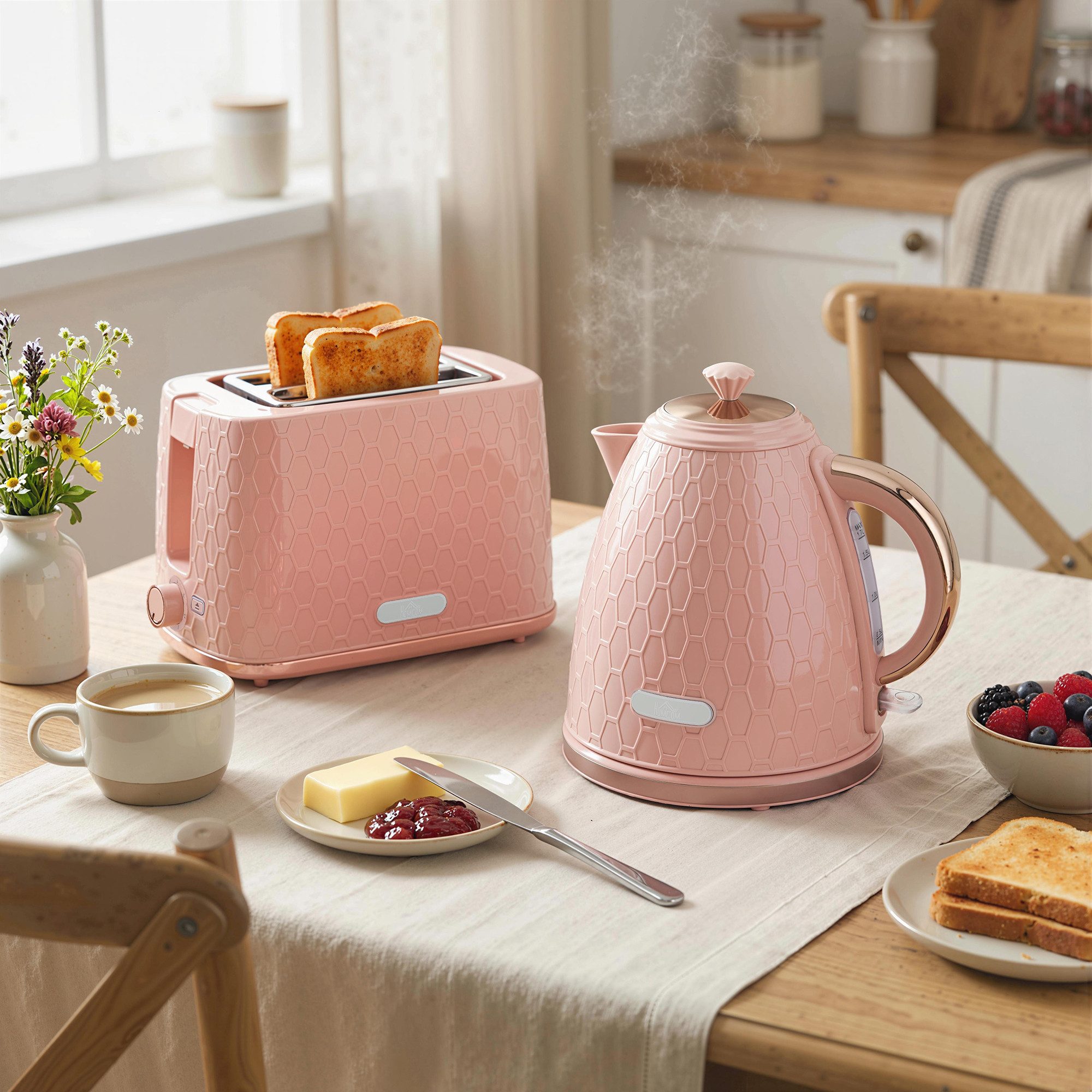 2-in-1-Toaster Wasserkocher- und Toaster-Set, 1,7L 2200W Schnellkoch-Wasserkocher