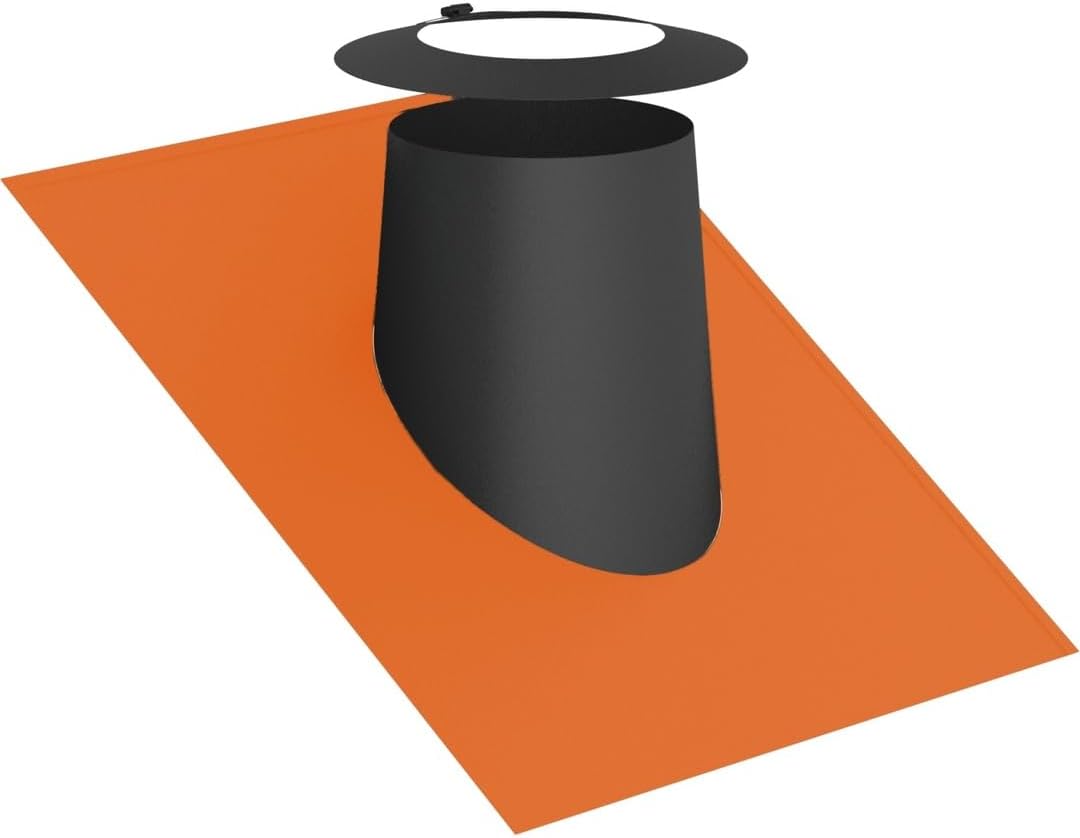 Jeremias DW-Black Dachdurchführung 180mm 26-35 Grad Elastomerrand rot Wetterkragen Edelstahl doppelwandig Abgasanlage für Öl Gas Festbrennstoffe