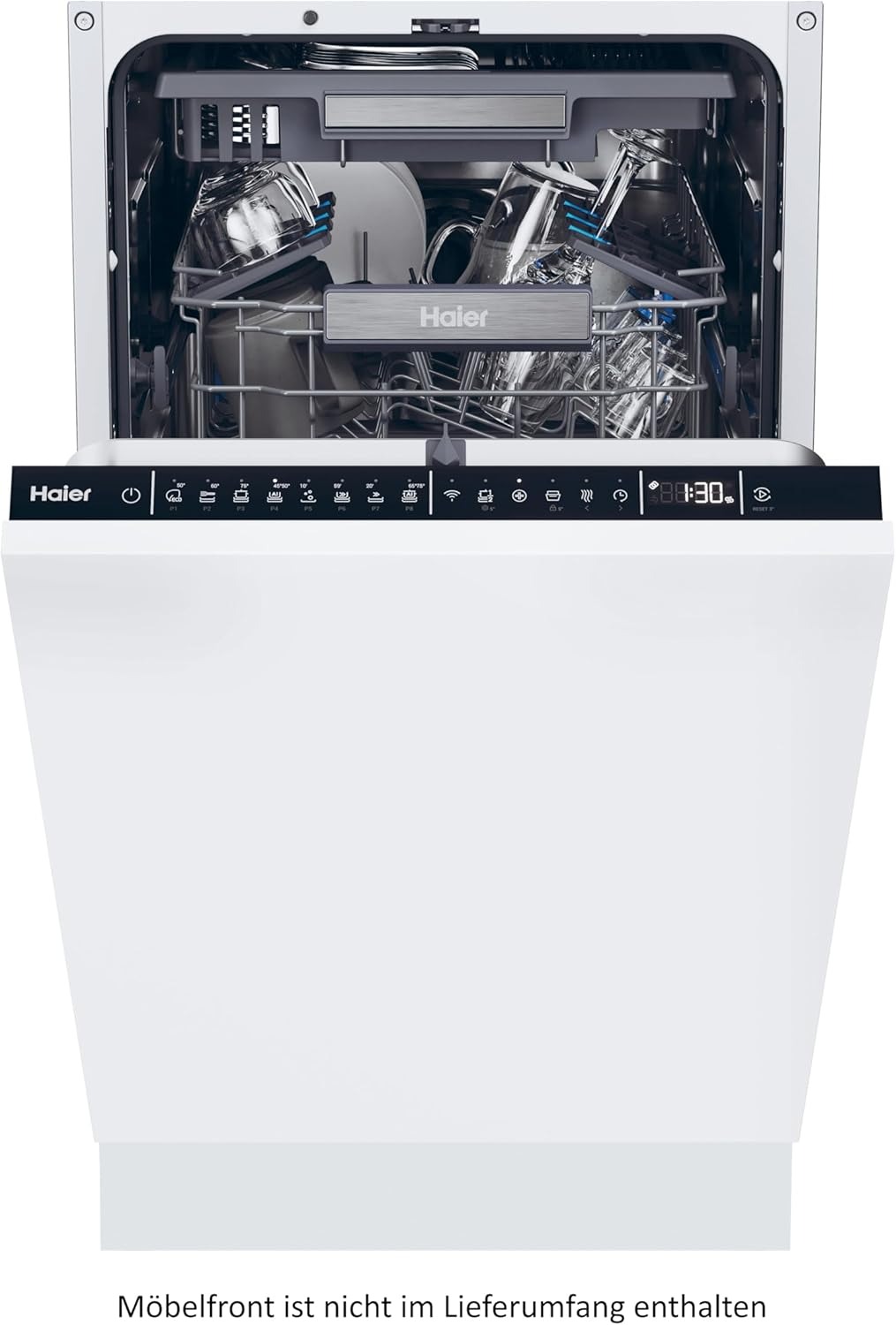 Haier I-PRO SHINE Serie 4 | XI1C3TB2FB / Lavastoviglie completamente integrata 45 cm / 11 soffitto/funzione Wi-Fi/cassetto posate/cestello superiore regolabile in altezza con Easy Click/Aquastopp