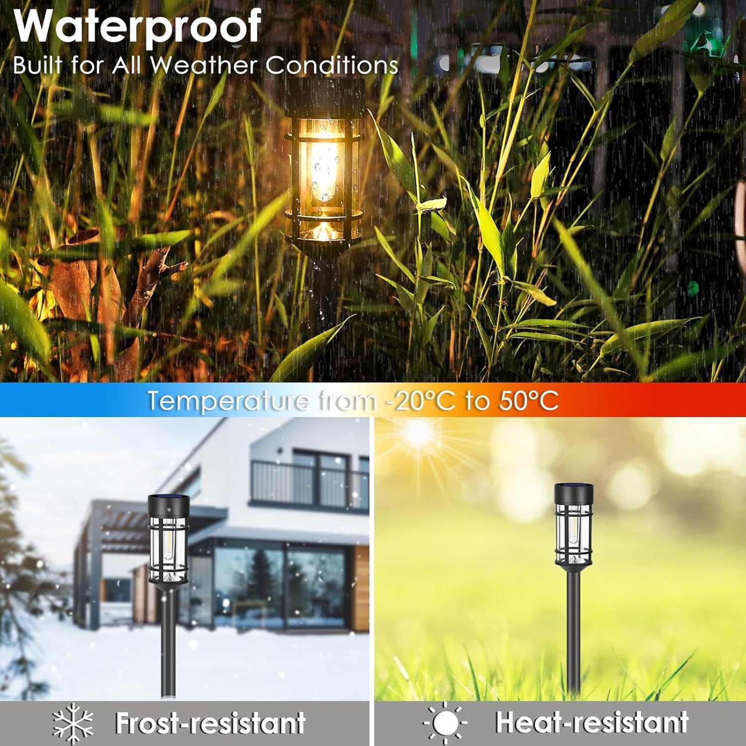 So Gartenpfahl-Lichter, wetterfest, für den Außenbereich, Wegbeleuchtung mit automatischer Nachtaktivierung, keine Kabel erforderlich für einfache Installation, 8 Stück