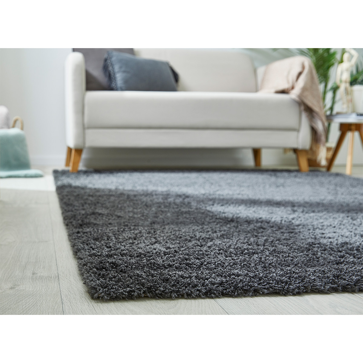HOMCOM Hochflor Teppich Anthrazit 170 x 120 x 4 cm