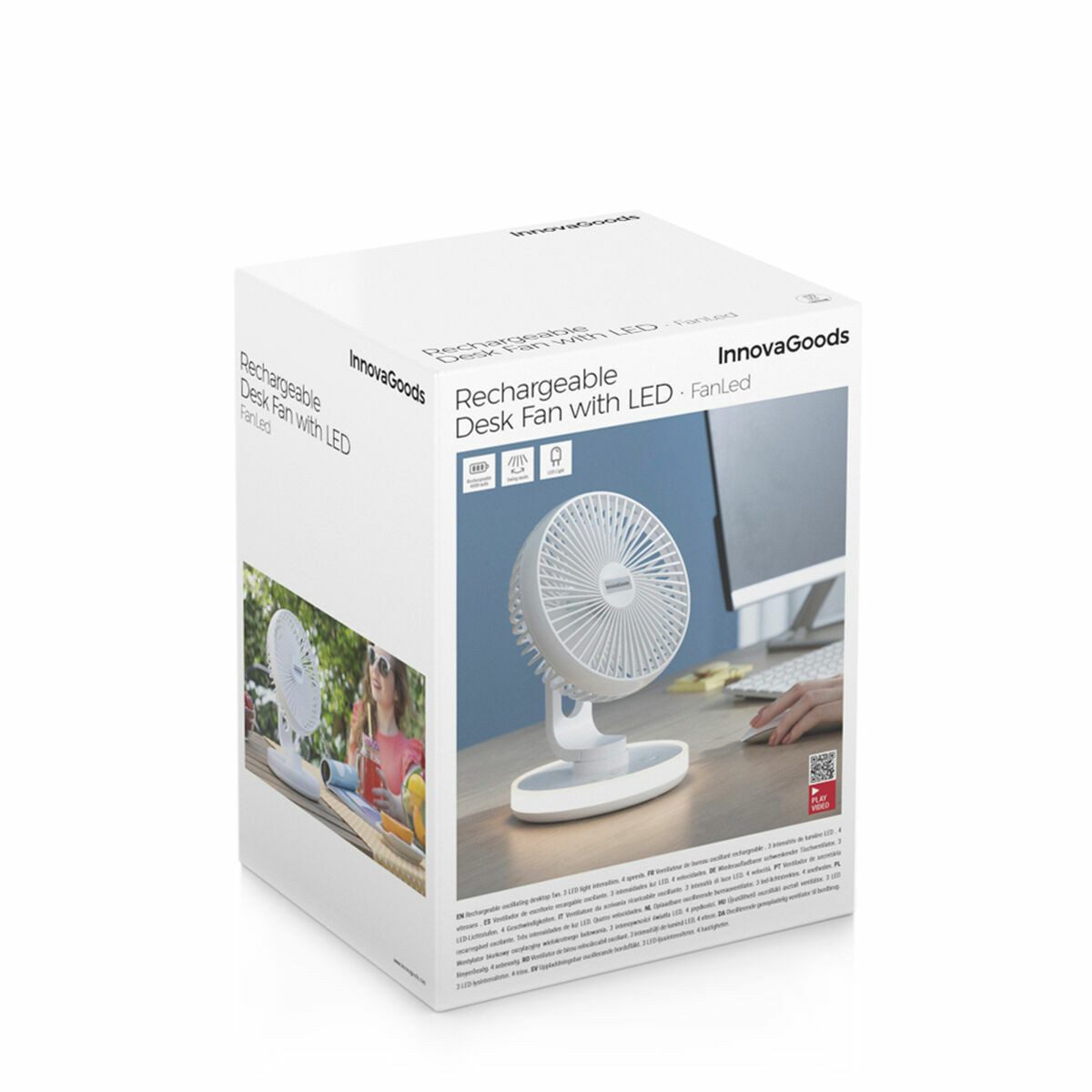 Bodenventilator Innovagoods Tischventilator mit Akku und LED FanLed InnovaGoods Ø6,6 4
