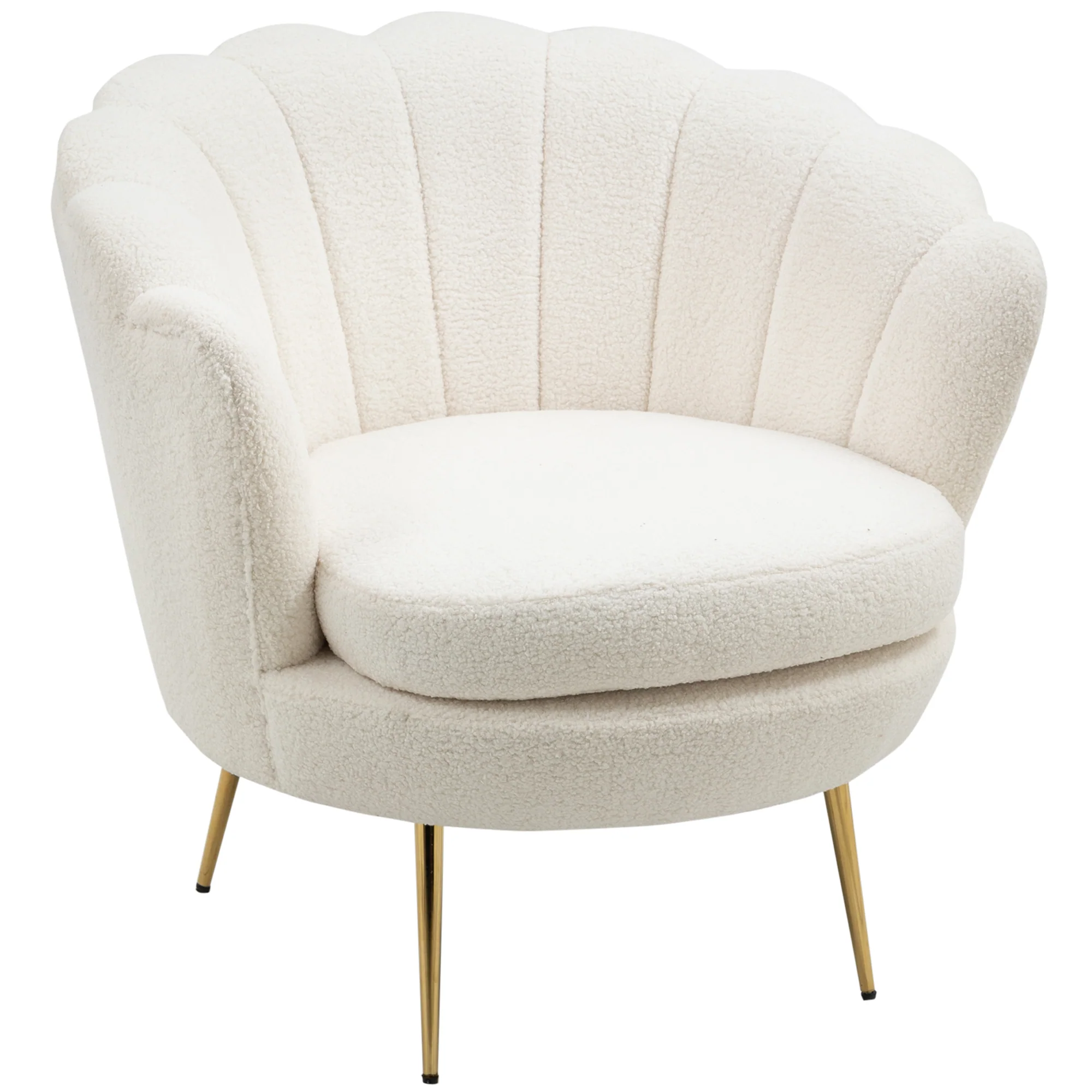 HOMCOM Polstersessel Muschelform Fleeceoptik Weiß Eleganter Komfort