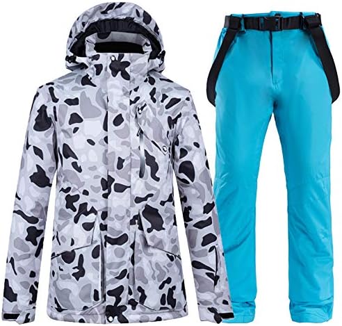 Schneeanzüge Winter Frauen Skifahren Anzüge Neue Snowboardjacke und Hosen Sportswear Sets Winterskianzug Atmungsaktives Material Outdoor-Kleidung Skianzüge (Color : K, Size : XXL)