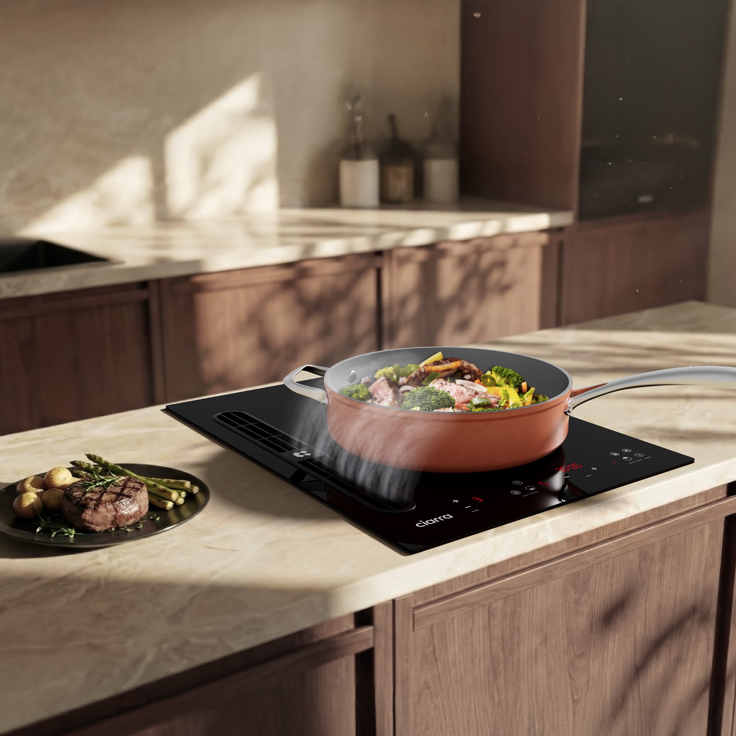 Kochfeld mit Dunstabzug 39 cm Kochfeldabzug mit integriertem Plasma⁺-System 3565W CIARRA ONE CBBEH392B