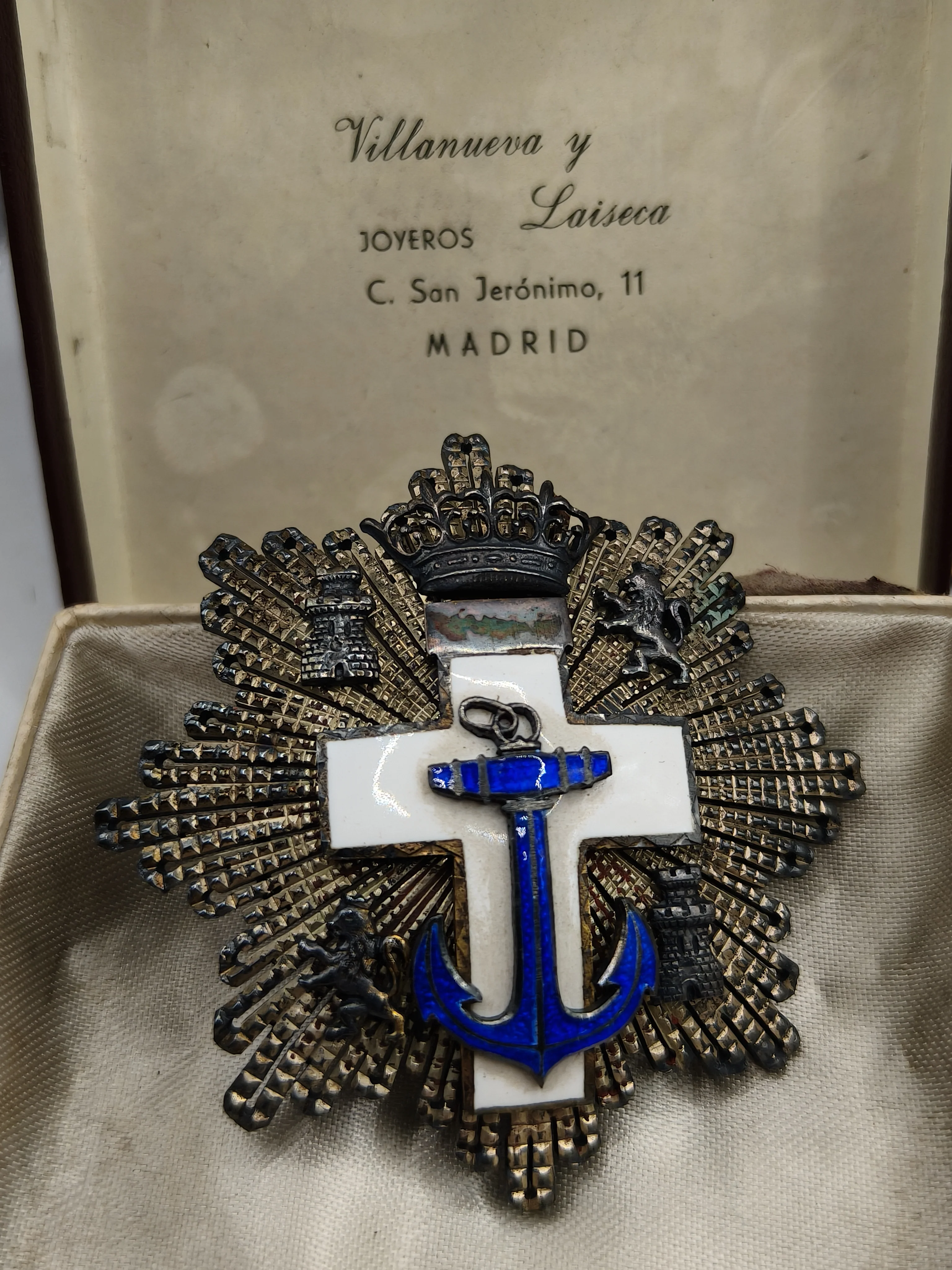 Placa cruz orden naval m��rito blanco. Espa?a