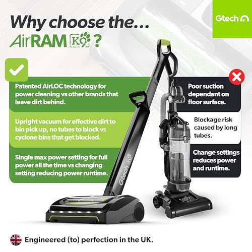 Gtech AirRAM 2 K9 Cordless Vacuum Cleaner with Scented Cartridges   Removes Tough Pet Hair   Perfect for Carpet and Hardwood Floors   Rechargeable 22v Li ion Battery   Lightweight (7 lbs.)