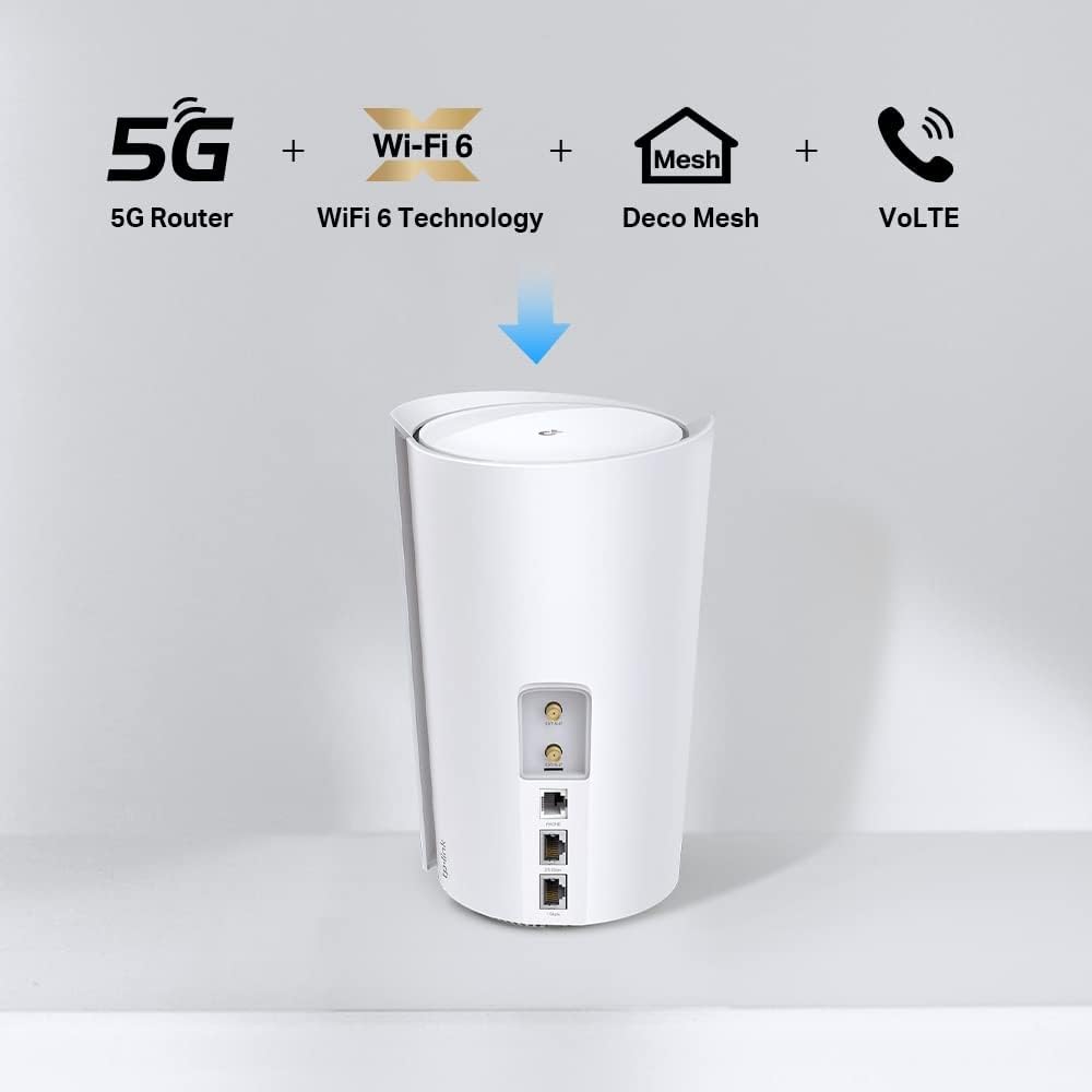 TP-Link [Nuovo] Deco X80-5G(1-Pack) Router 5G Mesh Wi-Fi 6, Dual Band AX6000Mbps, 5G Ultraveloce con velocità Fino a 5,0 Gbps, Porta WAN/LAN da 2,5 Gbps, Porta del Telefono, Volte, Alexa