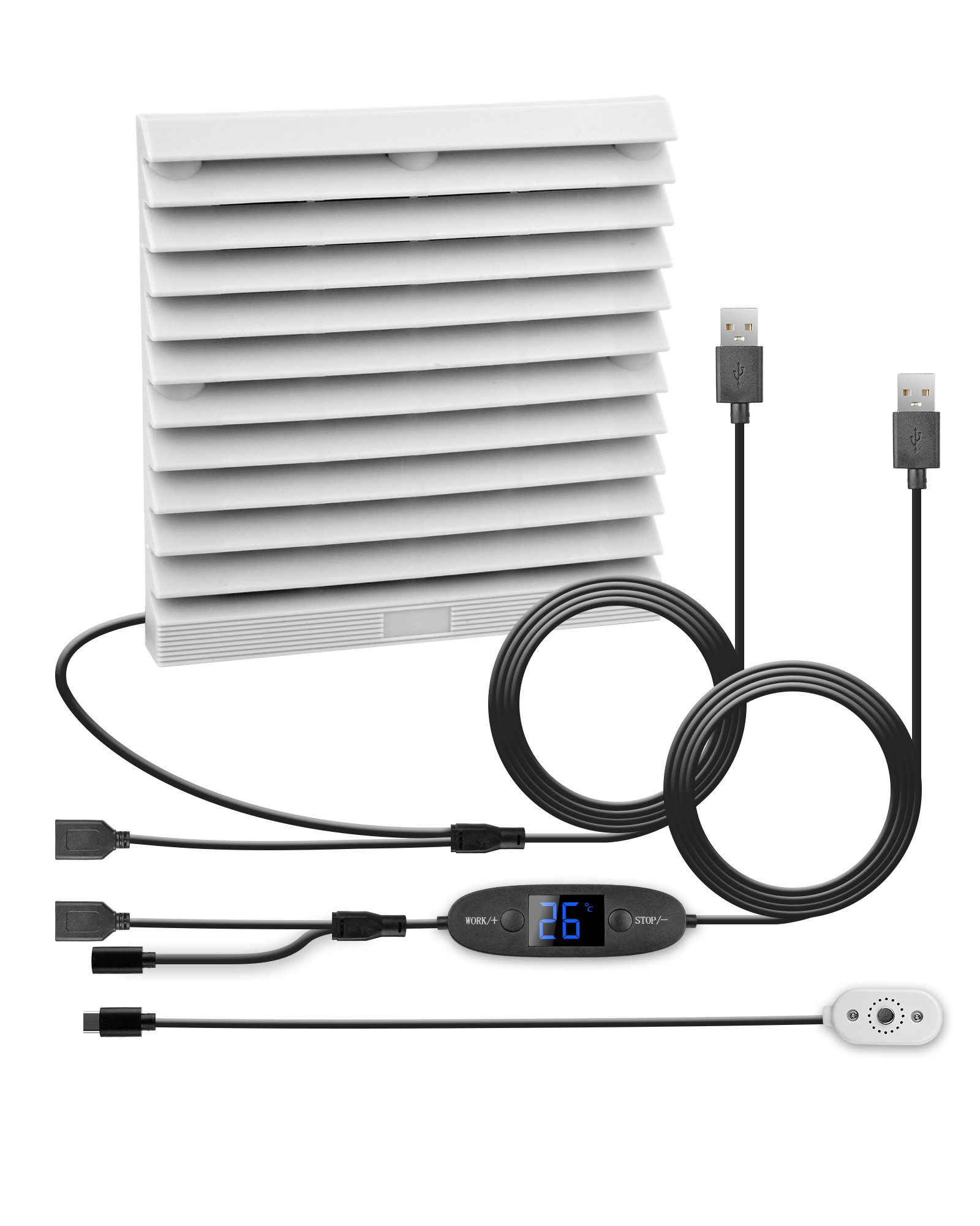 Kombigerät Luftreiniger, Ventilator und Heizlüfter USB 120mm Wohnmobil-Lüftungsventilator 10 Geschwindigkeitsstufen