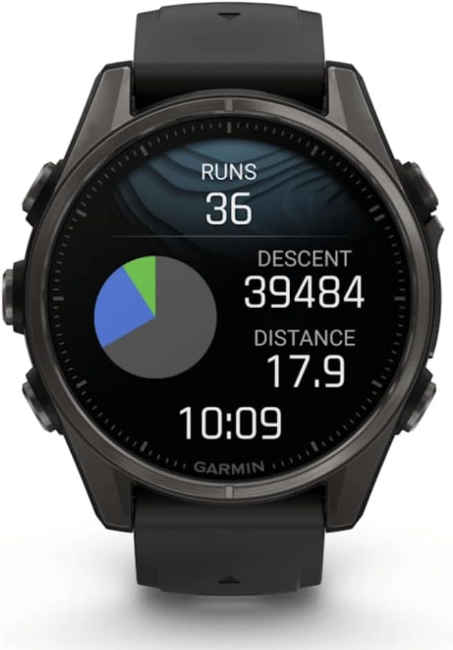 Fenix 8–43 mm, AMOLED, Saphir, Carbongrau, DLC Titan mit schwarz/kieselgrauem Silikon