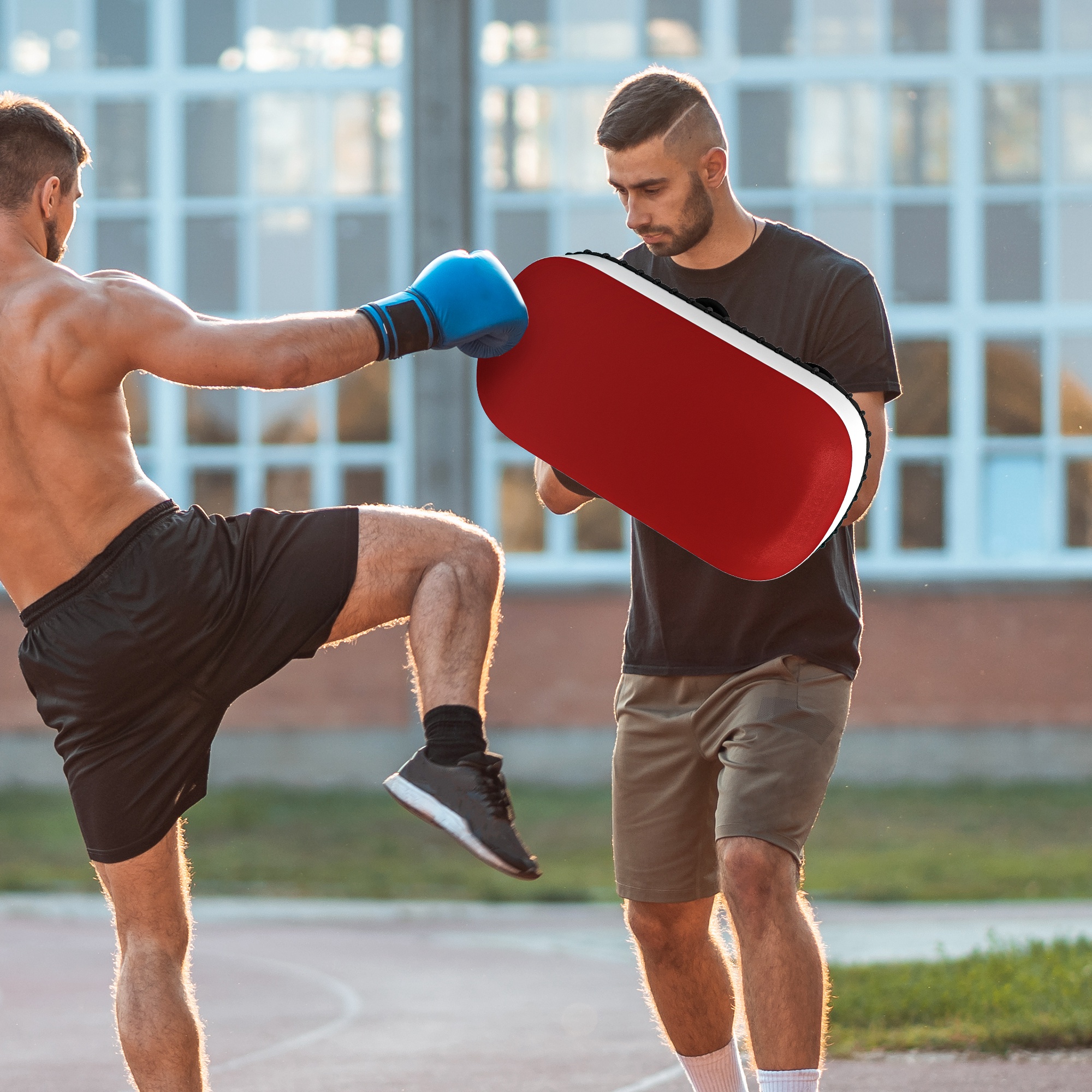 SPORTNOW Schlagpolster Boxen und Muay Thai gepolstert für Arm, in PU und EPE, 38x20x18 cm, Rot