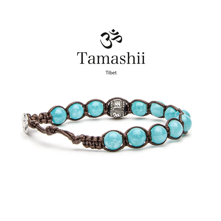 Bracciale Tamashii ruota della preghiera e agata verde acqua BHS1100-200