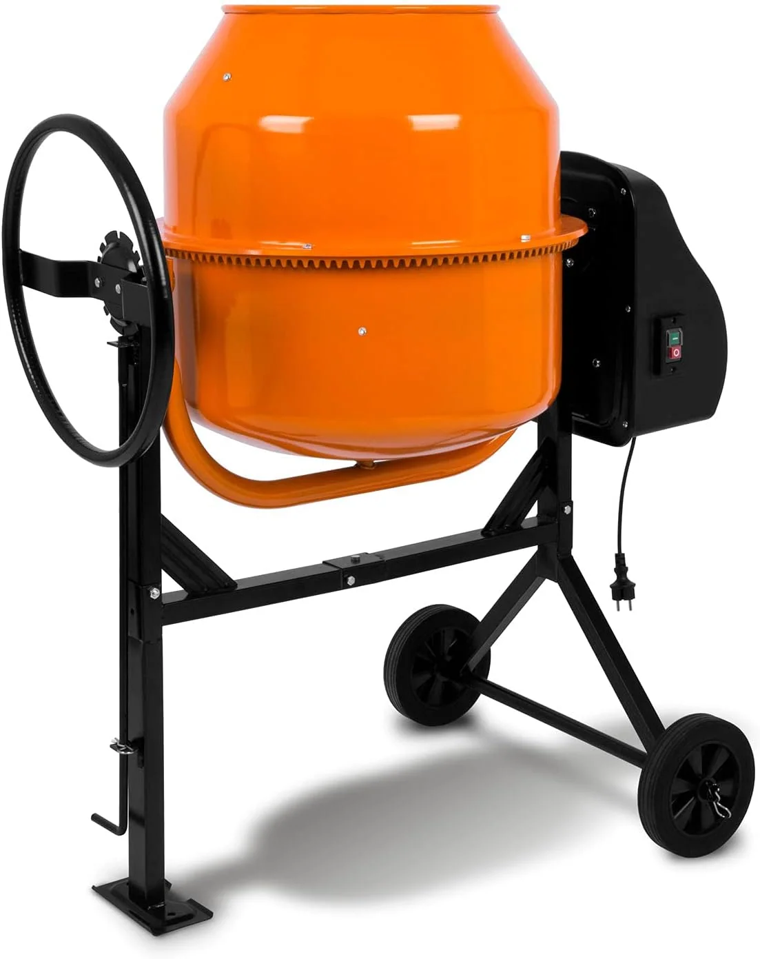 EBERTH 140L Betonmischer Elektrisch Mobil, 550W Motor, Trommel und Zahnkranz aus Stahl, Gestell, feststellbares Handrad, breite Fußplatte