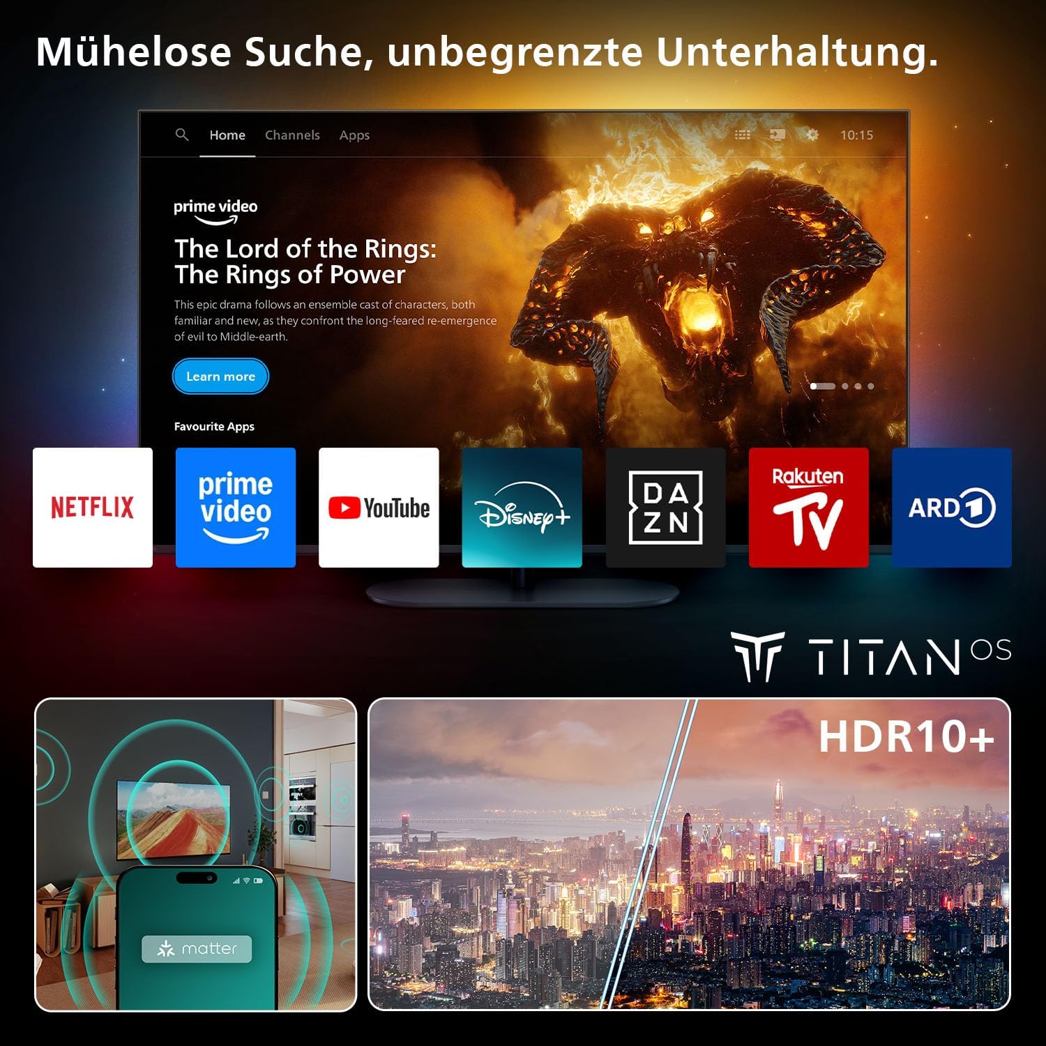 Philips 50PUS7000 4K LED Smart TV - 50 Zoll Display mit Pixel Precise Ultra HD, Titan OS Plattform und Dolby Atmos Sound - Funktioniert mit Alexa und Google Sprachassistent