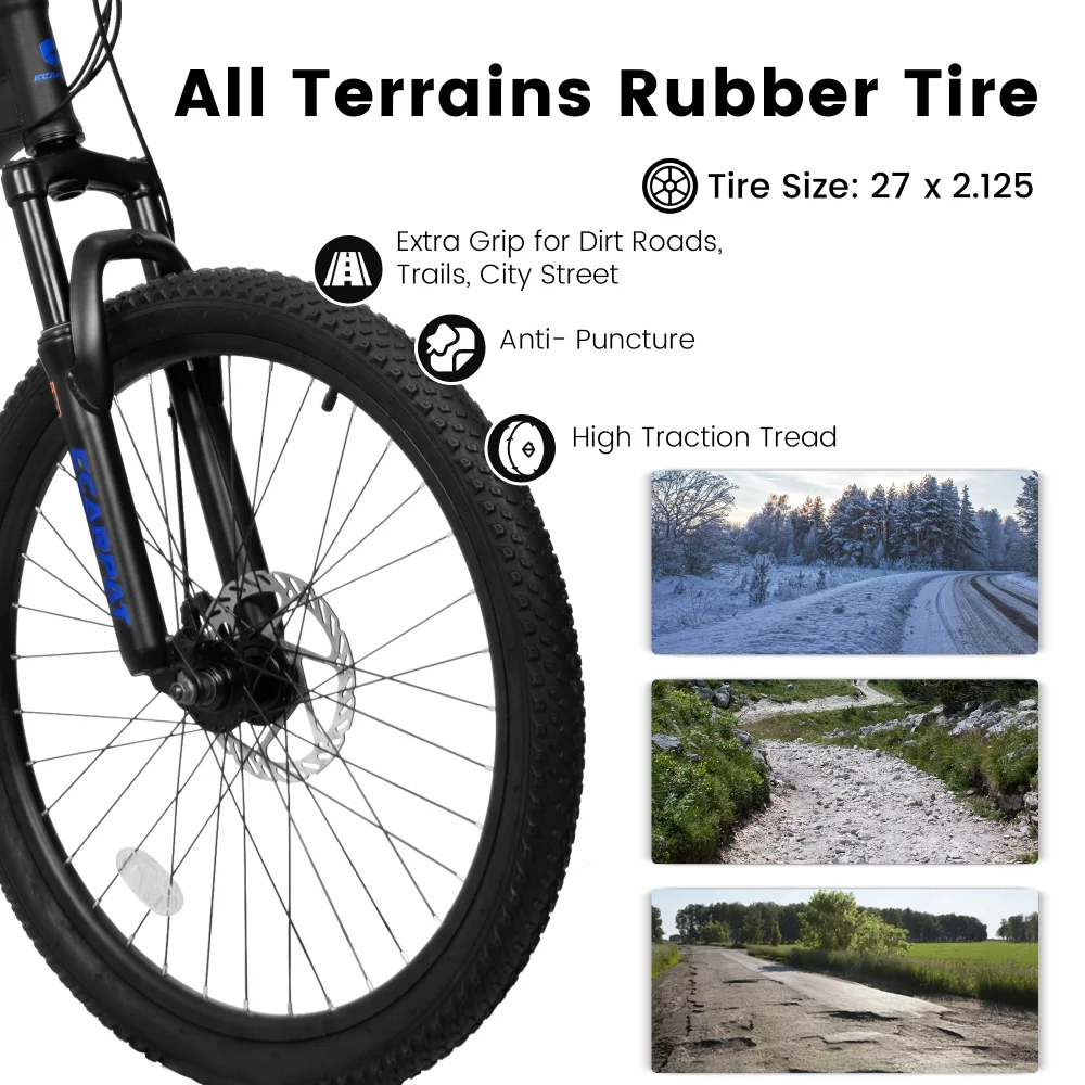 A2760 27.5 Inch Full Suspension Mountain Bike, Front and Rear Dual Shock Absorbers, Mechanical Disc Brakes, 21-Speed, Suitable for Men and Women, Ideal for Travel and Fitness Enthusiasts
